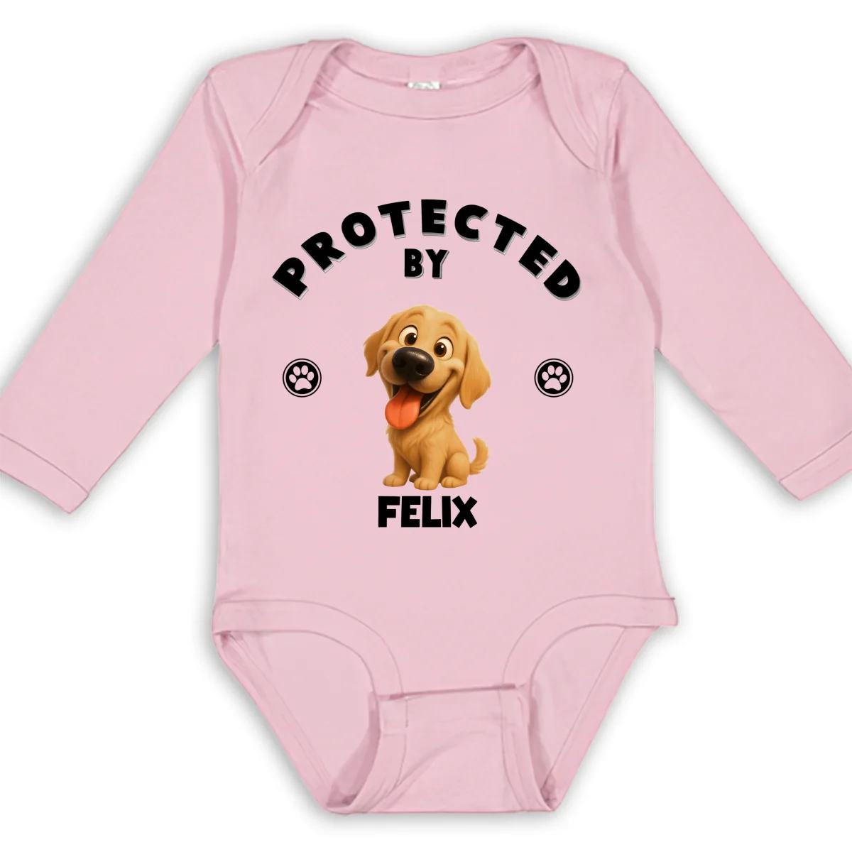 Human Protected By Caricature Dogs - Personalized Custom Long Sleeve Baby Onesie - Image 9