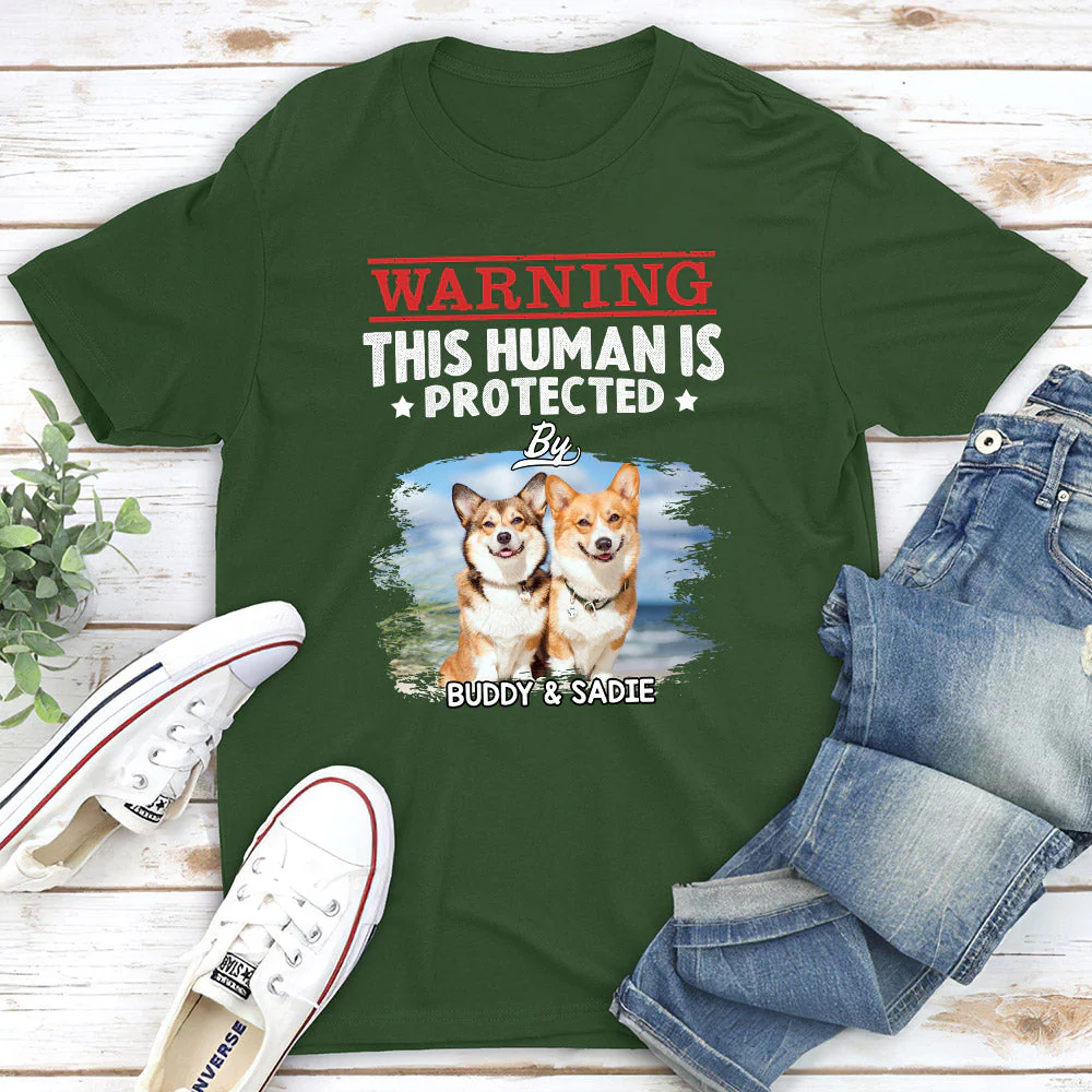 Human Protected By - Personalized Custom Unisex T-shirt - Image 8