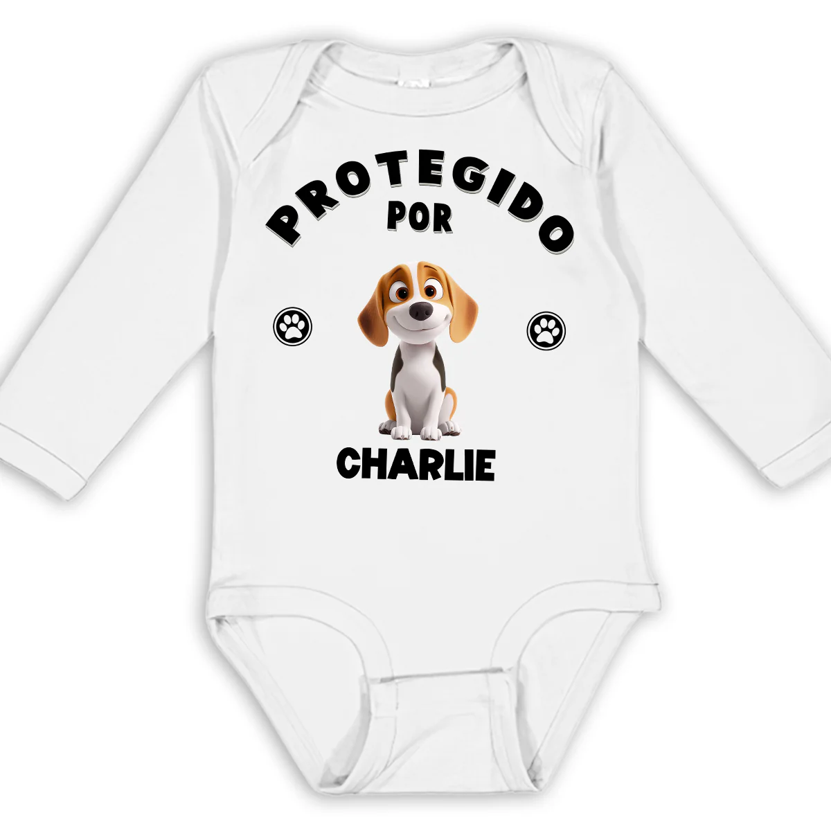 Humano Protegido por Perros - Body de Bebé de Manga Larga Personalizado