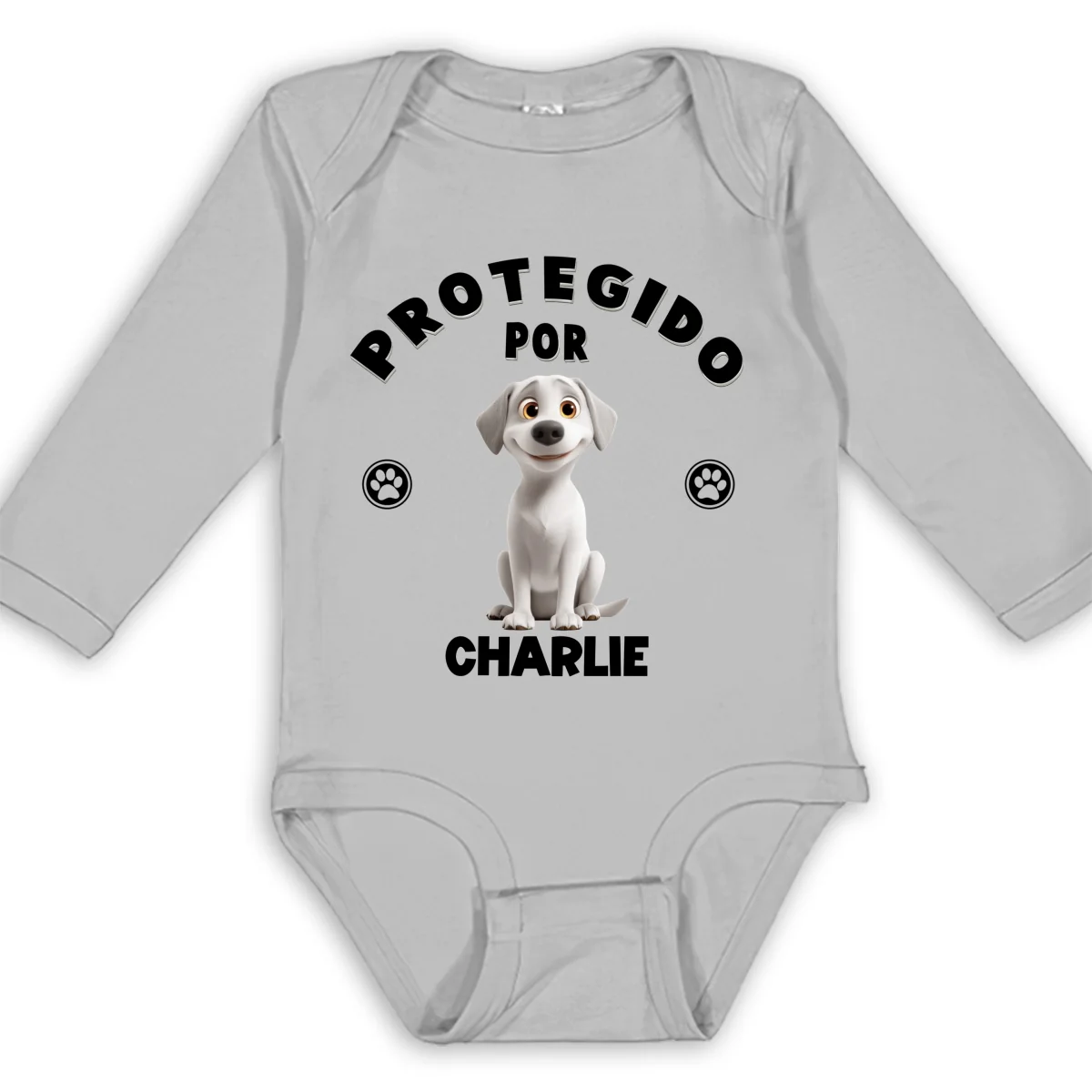 Humano Protegido por Perros - Body de Bebé de Manga Larga Personalizado - Image 7