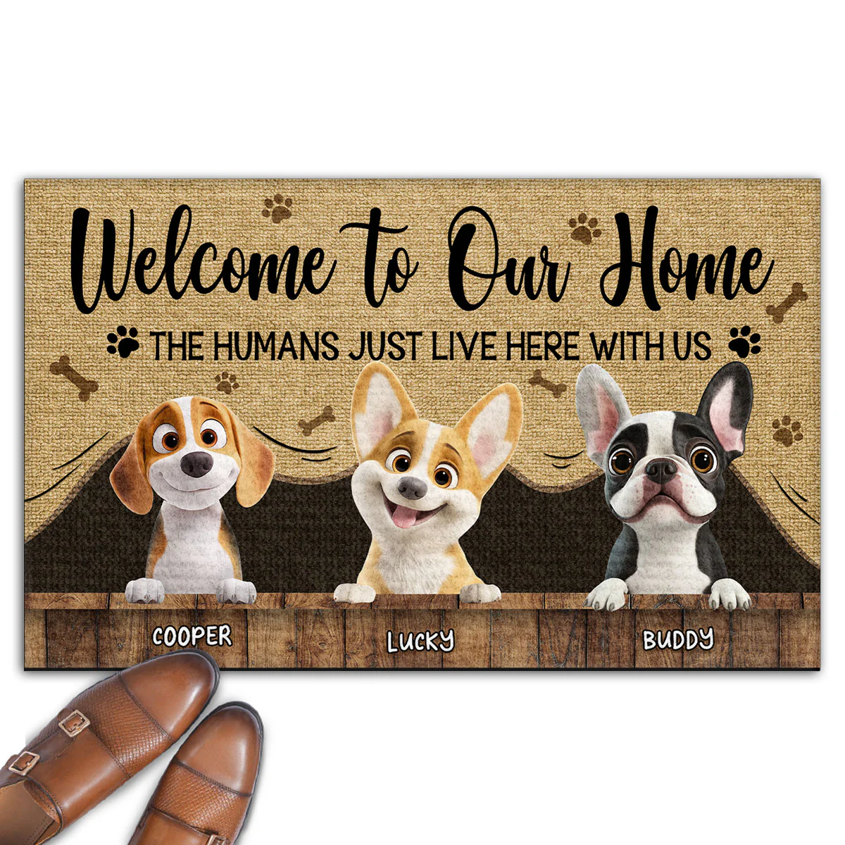 Humans Just Live Here - Personalized Custom Doormat