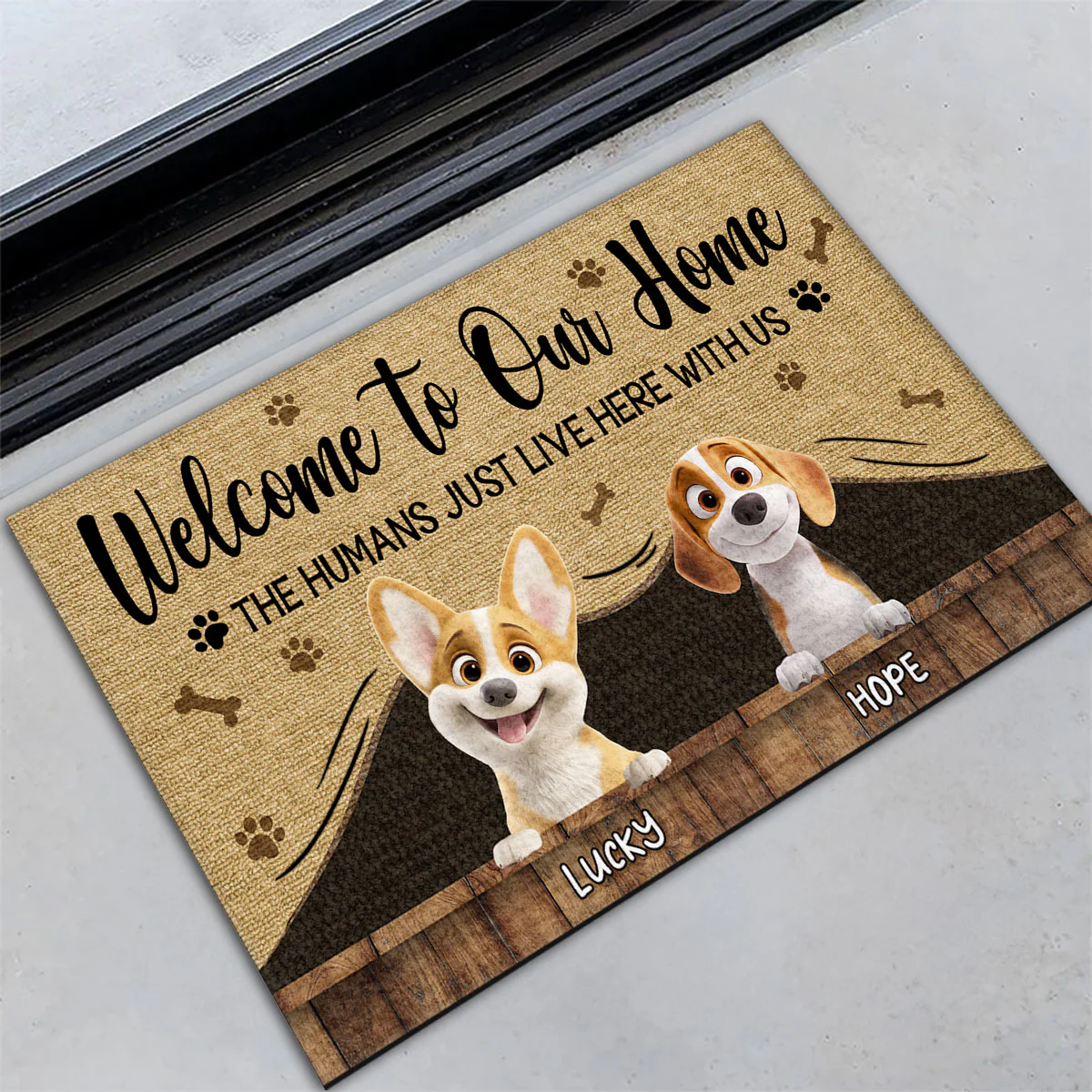 Humans Just Live Here - Personalized Custom Doormat - Image 5