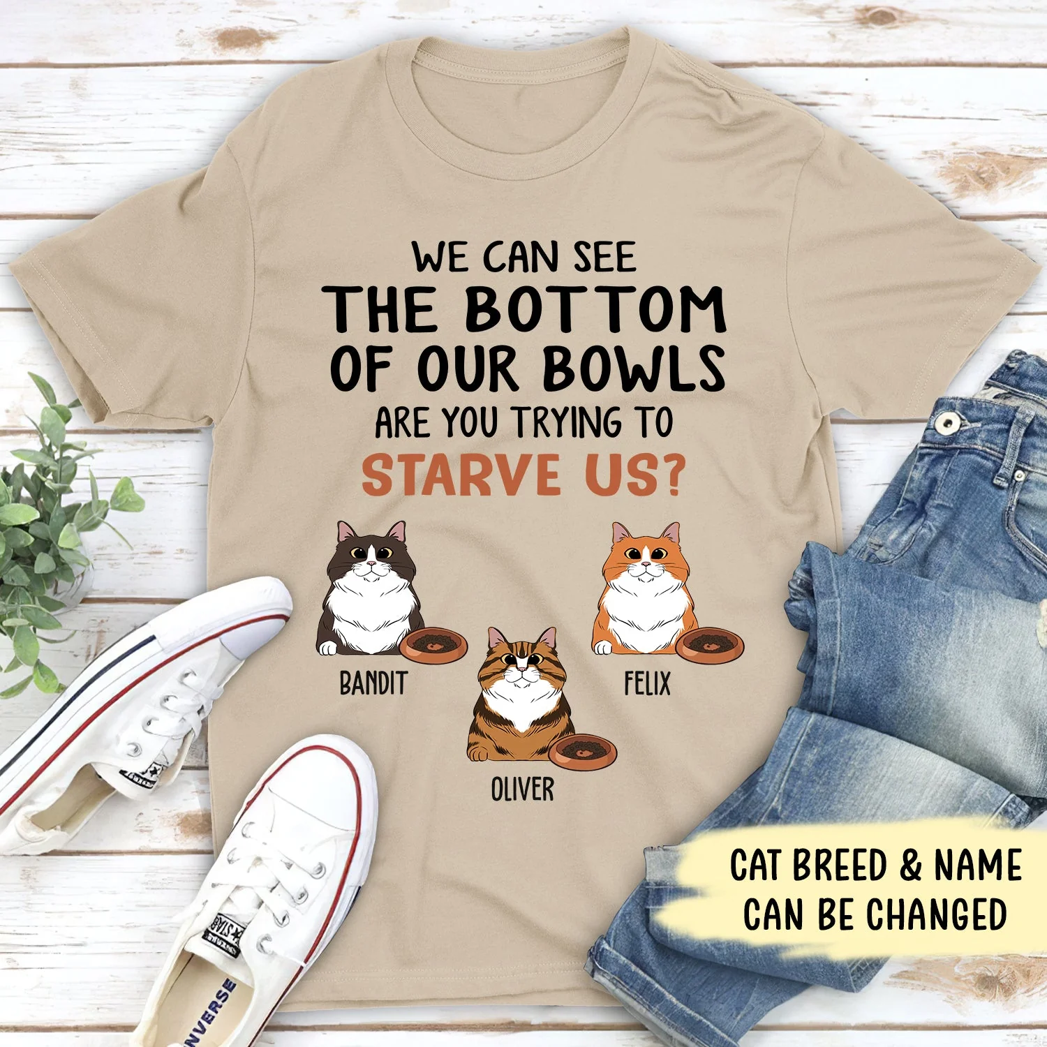 Hungry Cat - Personalized Custom Unisex T-shirt - Image 4