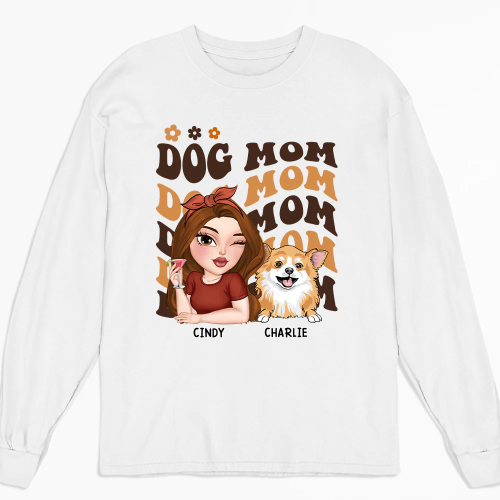 I Am A Dog Mom - Personalized Custom Long Sleeve T-shirt