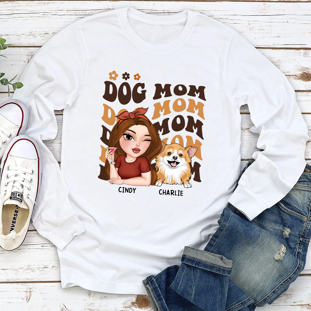 I Am A Dog Mom - Personalized Custom Long Sleeve T-shirt - Image 2