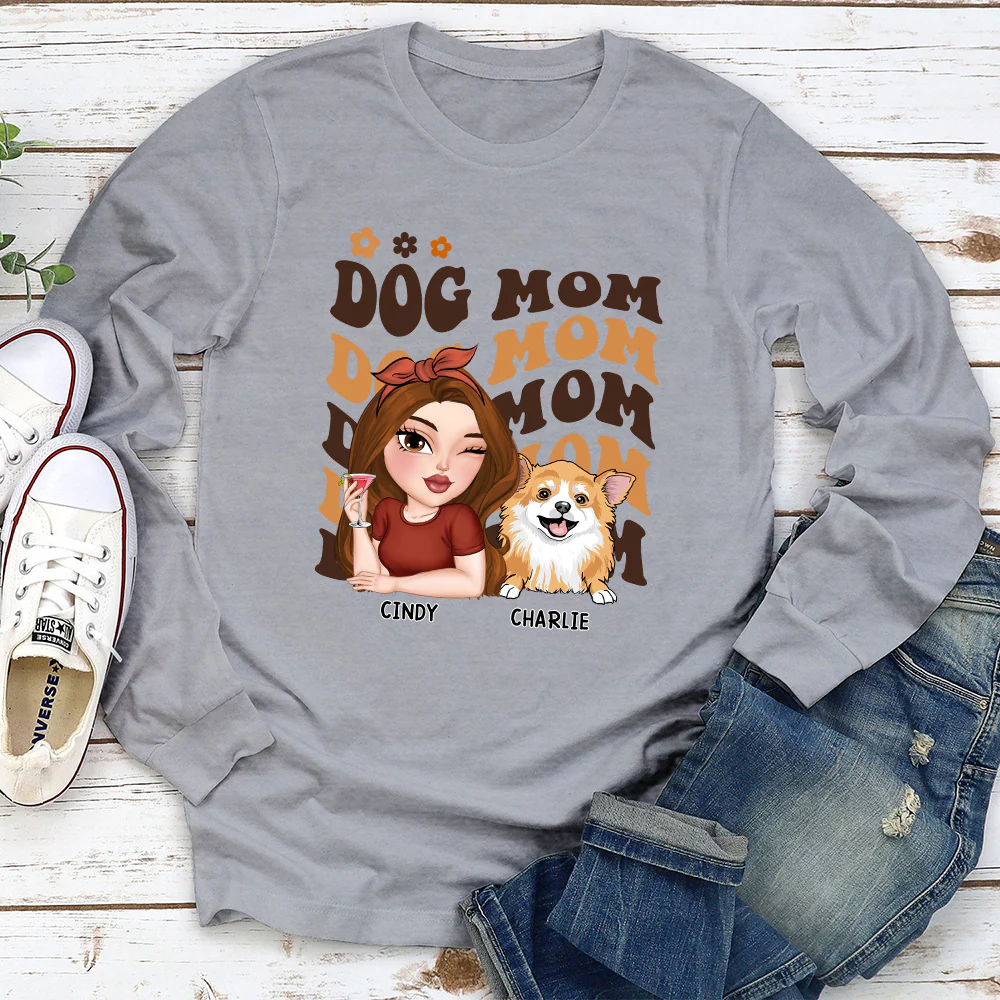 I Am A Dog Mom - Personalized Custom Long Sleeve T-shirt - Image 3