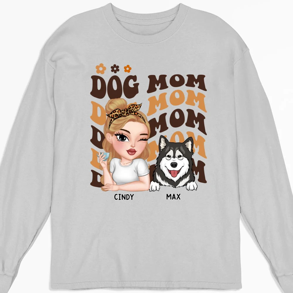 I Am A Dog Mom - Personalized Custom Long Sleeve T-shirt - Image 4