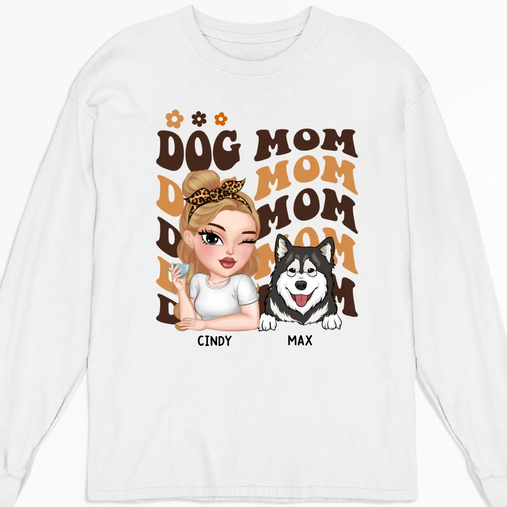 I Am A Dog Mom - Personalized Custom Long Sleeve T-shirt - Image 5