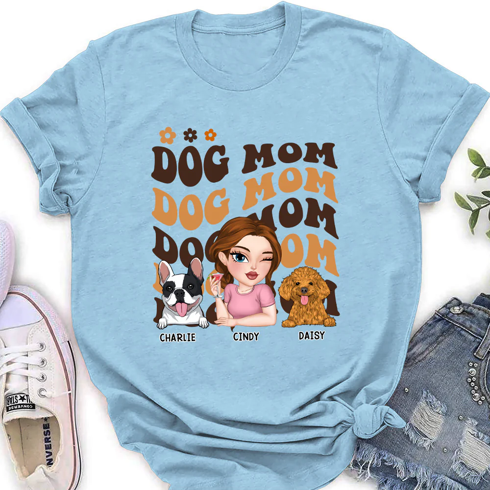 I Am A Dog Mom - Personalized Custom Women's T-shirt - Image 4