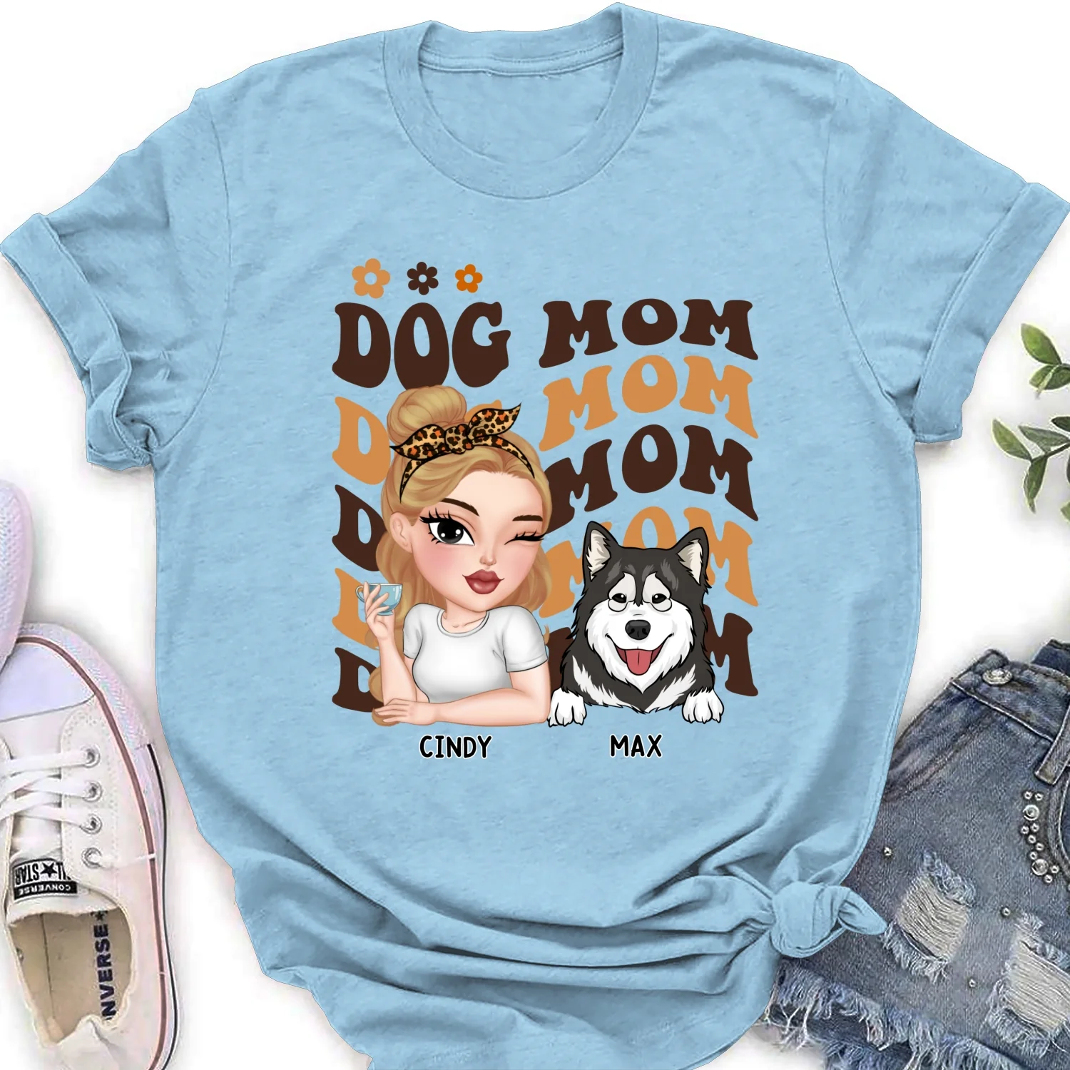I Am A Dog Mom - Personalized Custom Women's T-shirt - Image 9