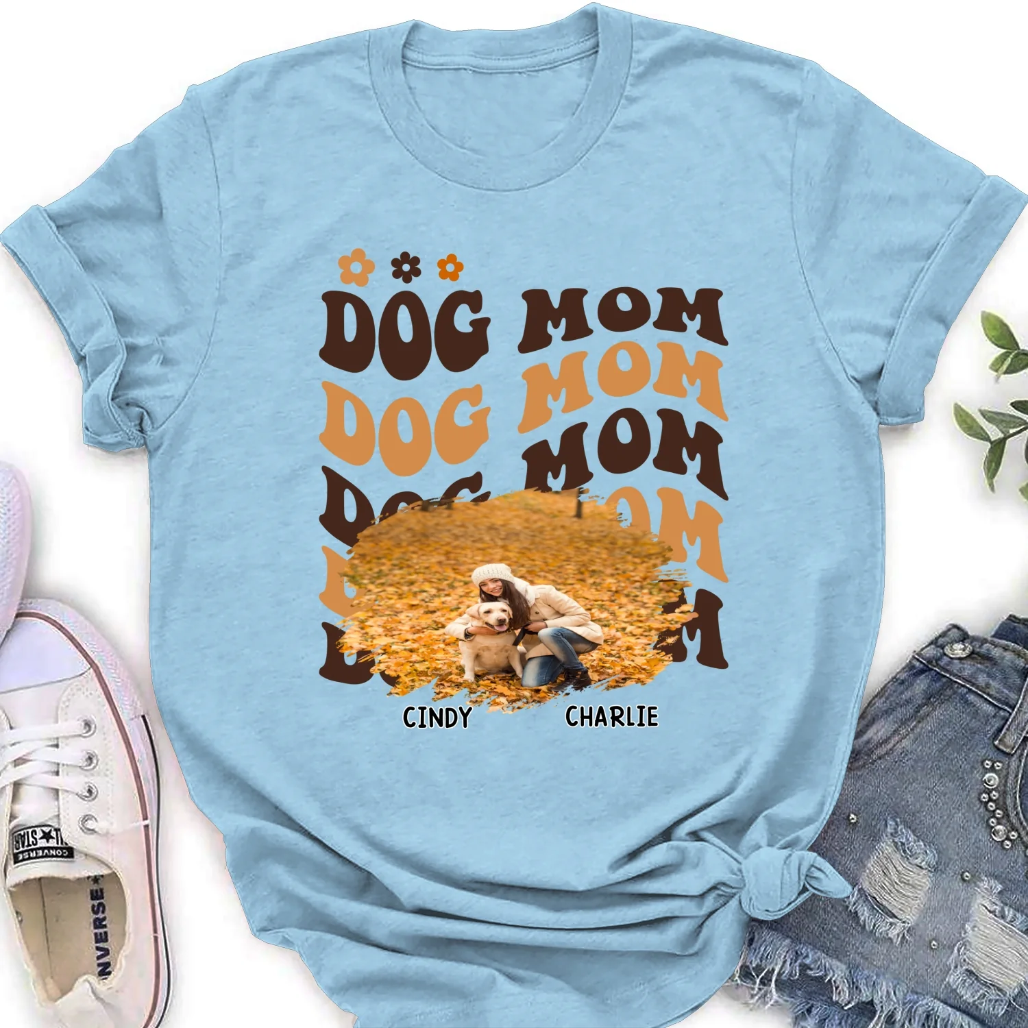 I Am A Dog Mom Photo- Personalized Custom Women's T-shirt - Image 5