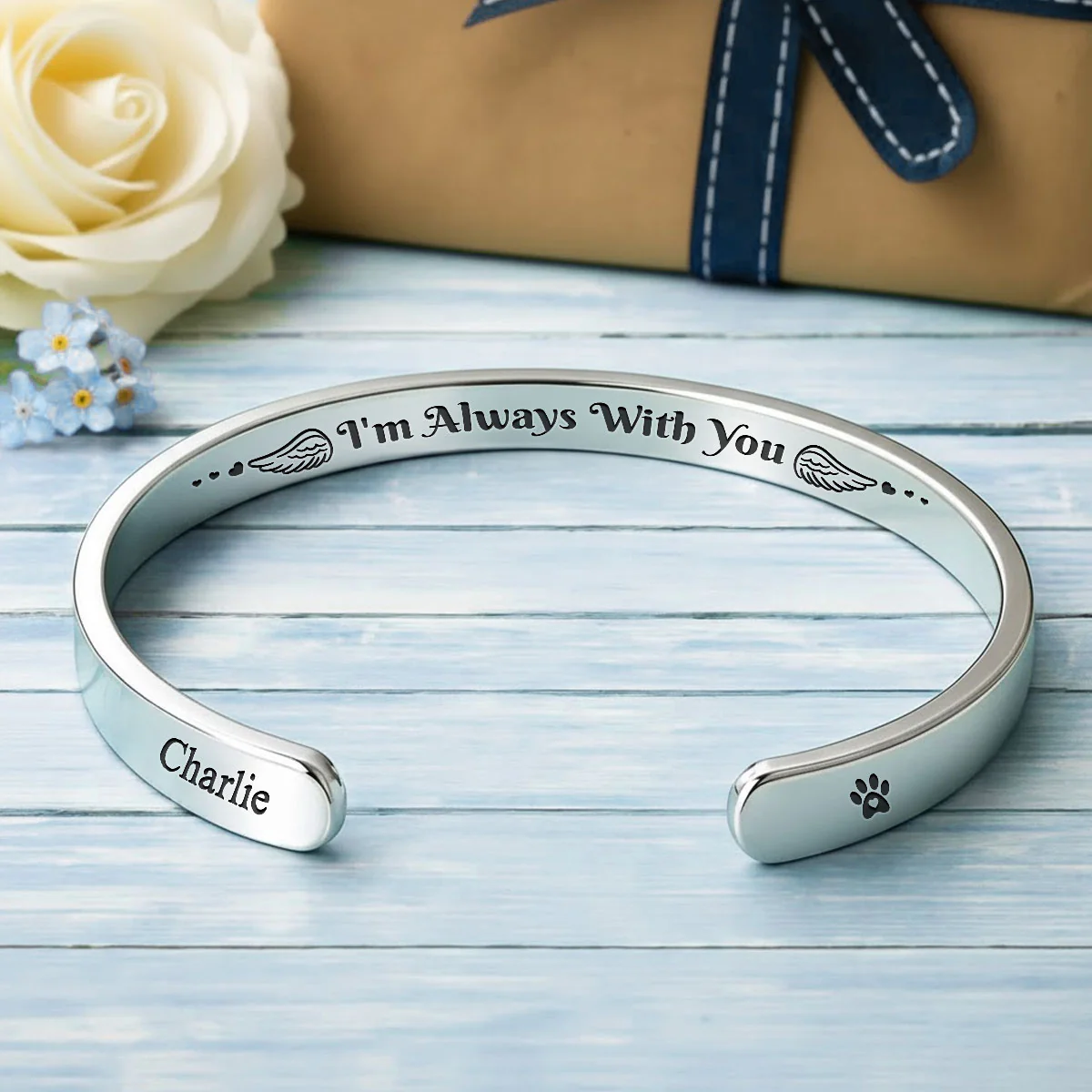 I Am Always With You - Personalized Custom Bracelet Cuff - Image 4