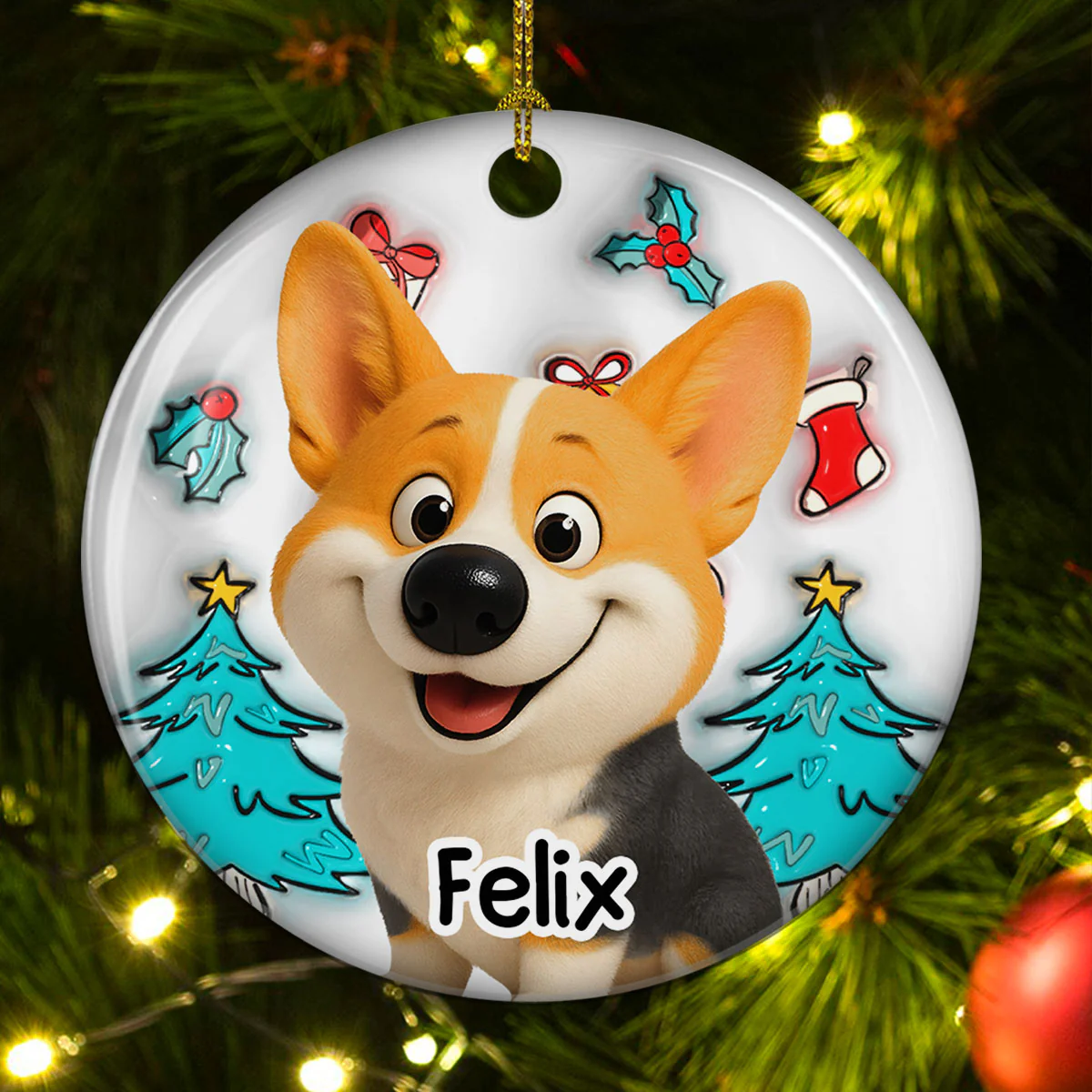 I am Santa - Personalized Custom 3D Inflated Effect Ceramic Ornament - Image 3