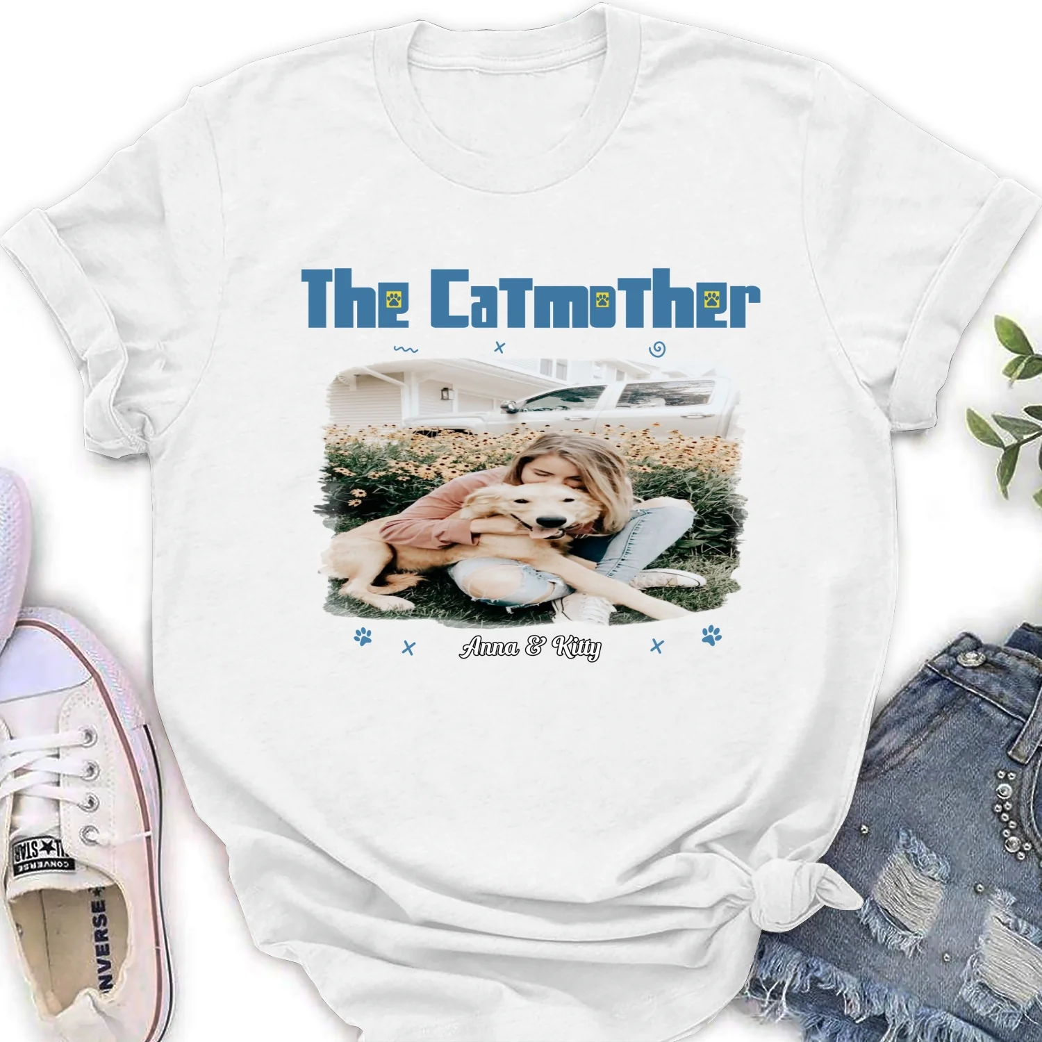 I Am The Catmother Photo - Personalized Custom Women's T-Shirt - Image 6