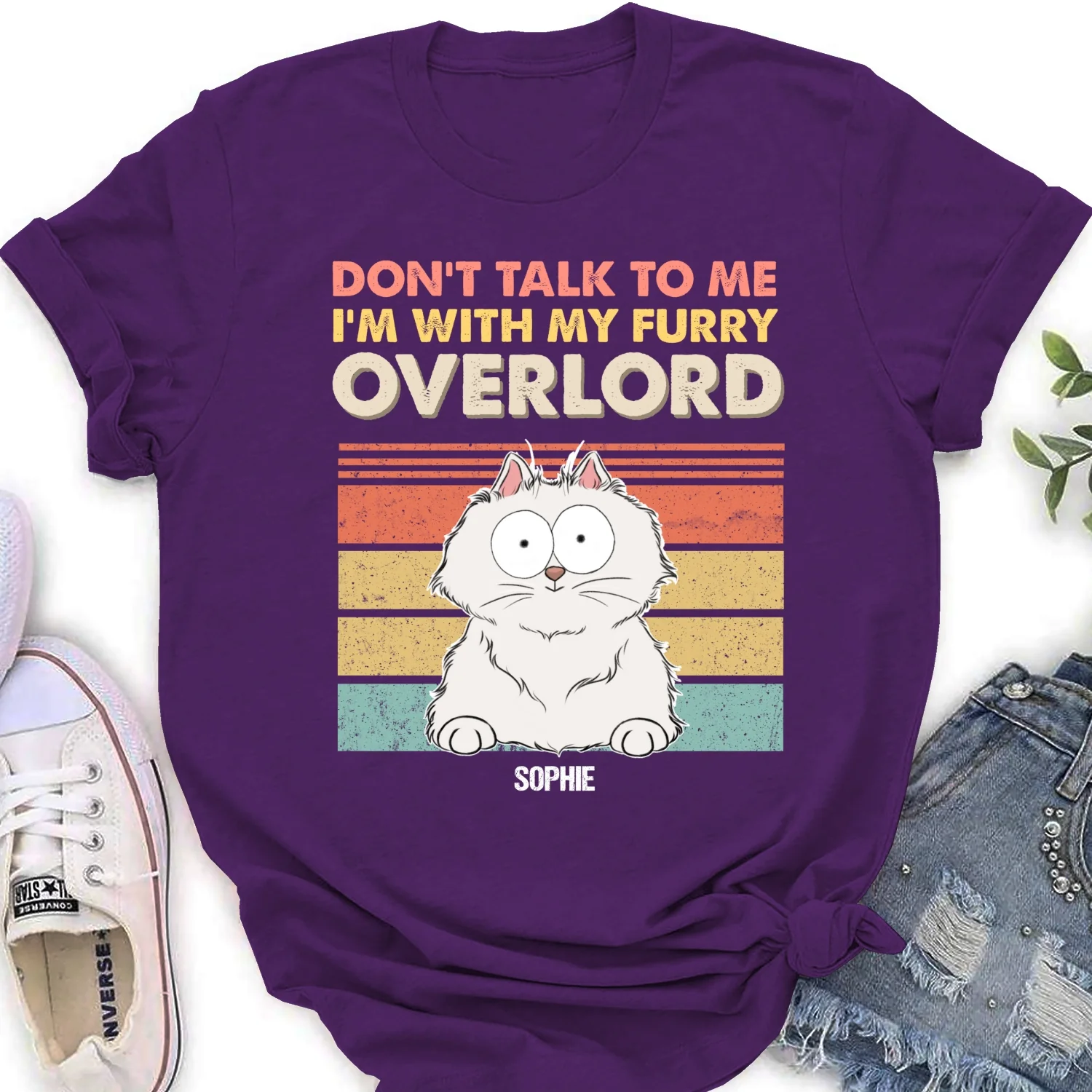 I Am With My Furry Overlords - Personalized Custom Women's T-Shirt - Image 10