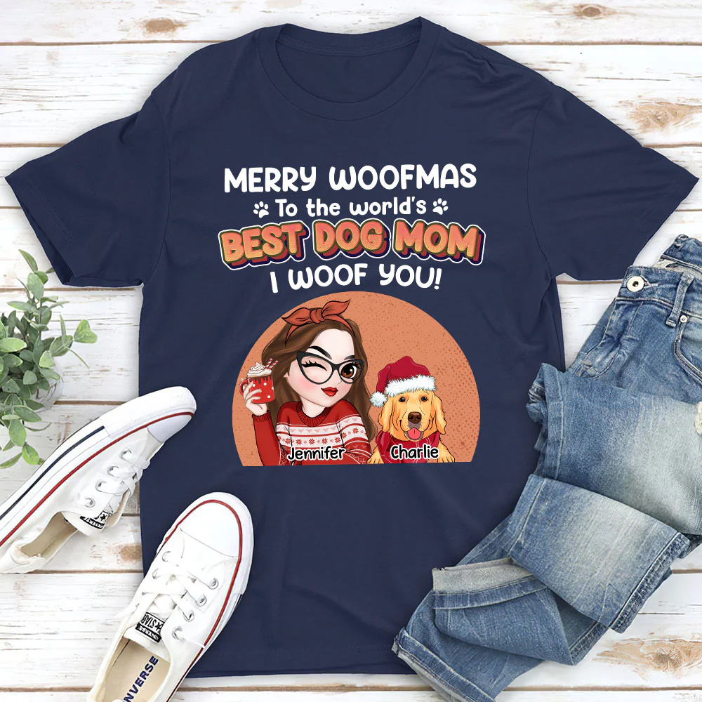 I Have A Best Dog Mom - Personalized Custom Unisex T-shirt - Image 3