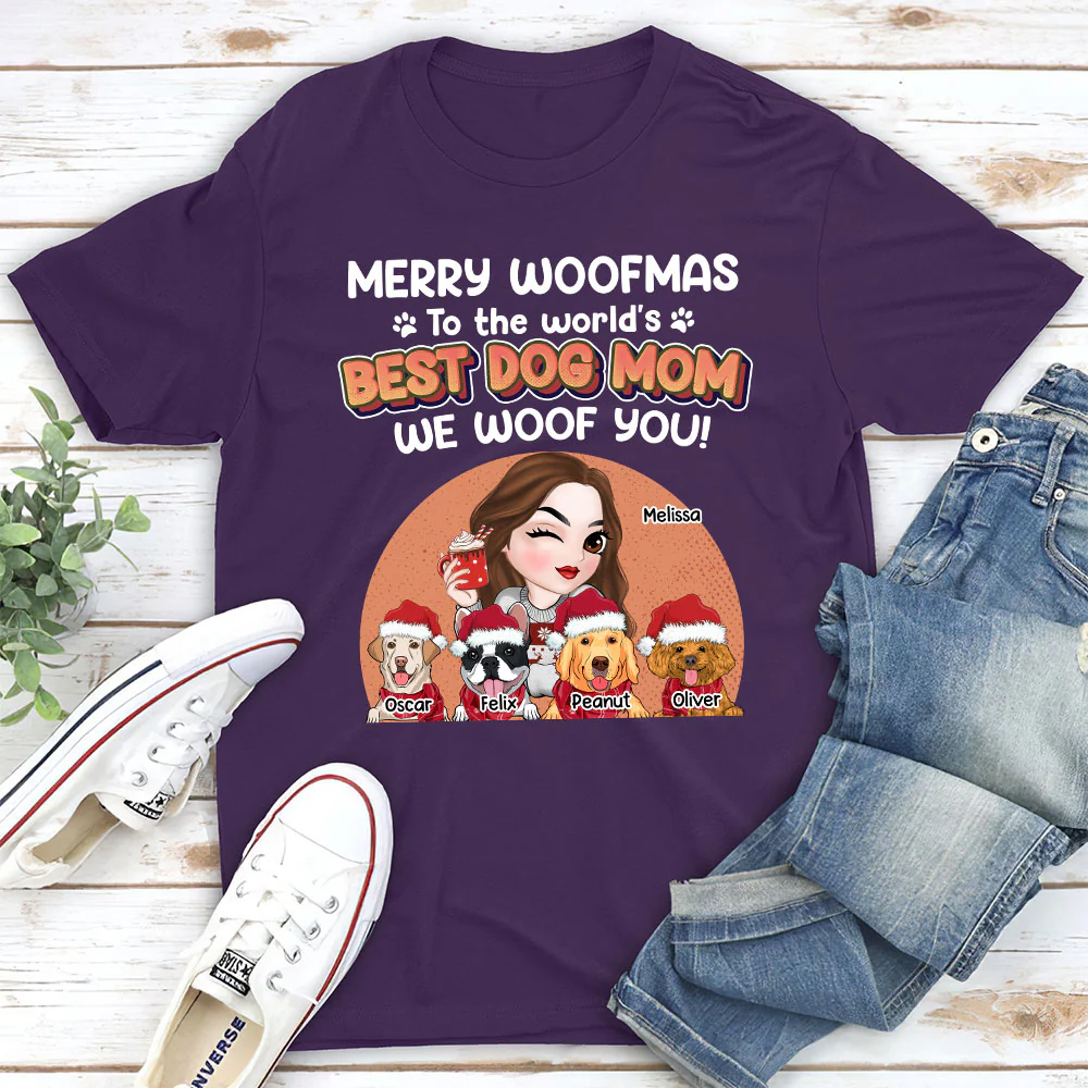 I Have A Best Dog Mom - Personalized Custom Unisex T-shirt - Image 6