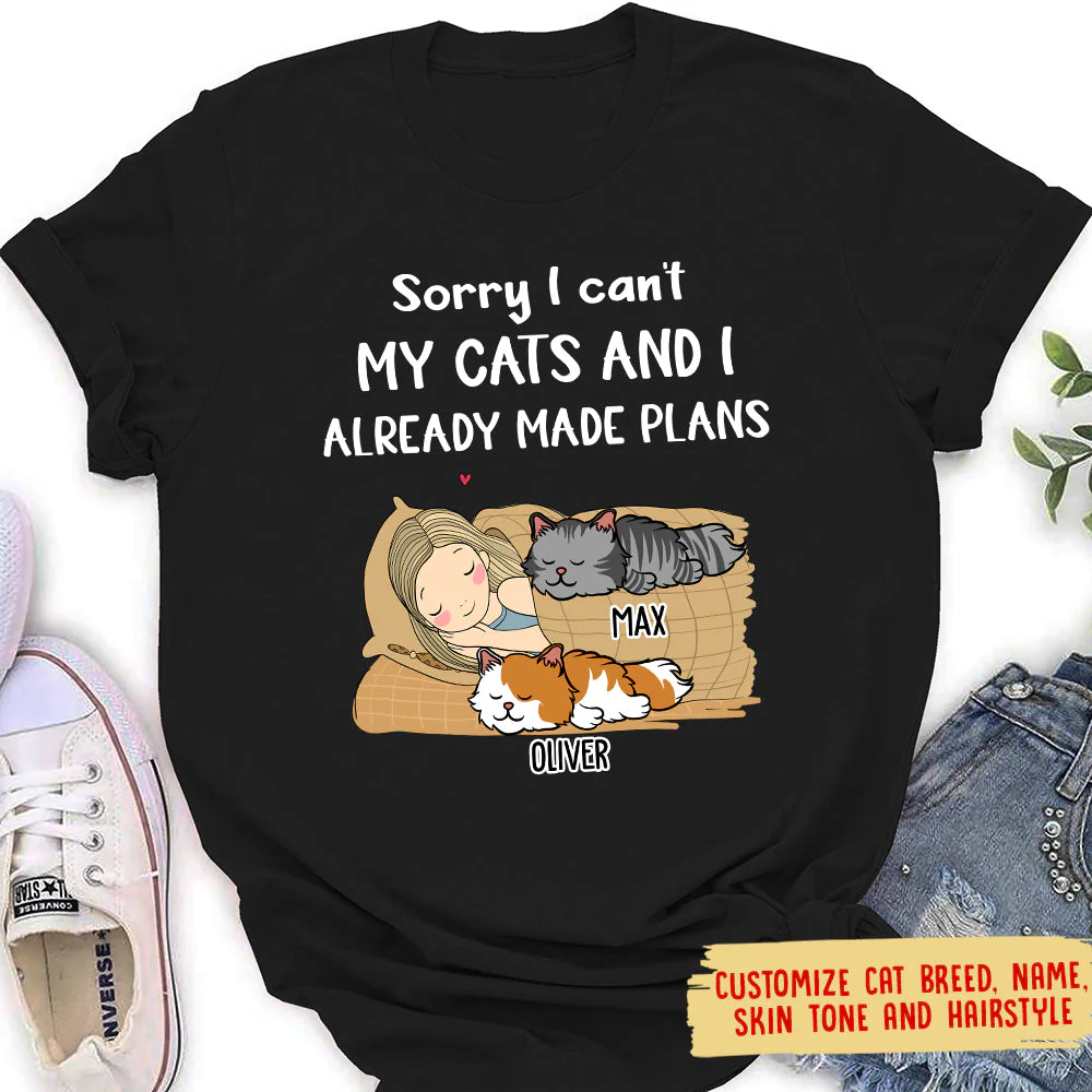 I Have Plans With My Cat - Personalized Custom Women's T-shirt - Image 2