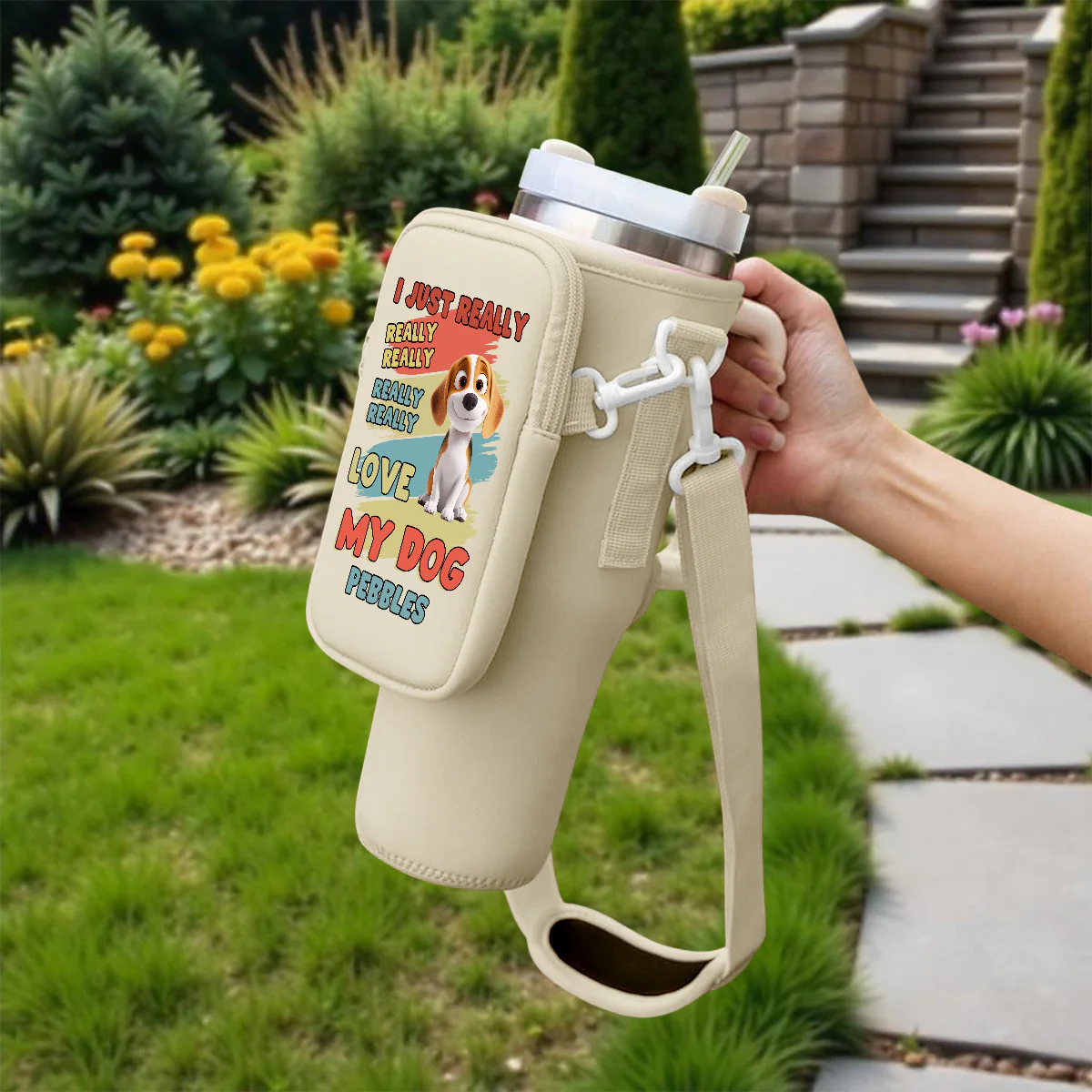 I Just Really Love My Dogs - Personalized Custom 40oz Water Bottle Carrier Bag - Image 3