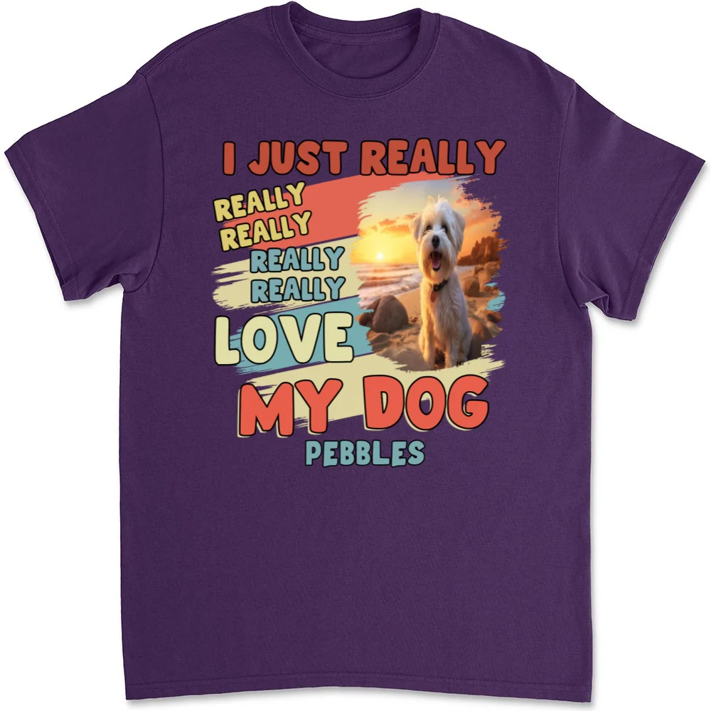 I Just Really Love My Dogs Photo - Personalized Custom Unisex T-Shirt - Image 5