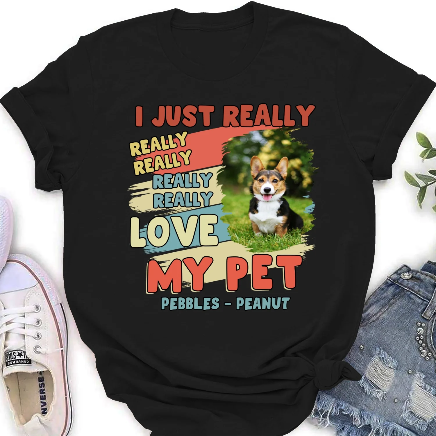 I Just Really Love My Pets Photo - Personalized Custom Women's T-Shirt - Image 3