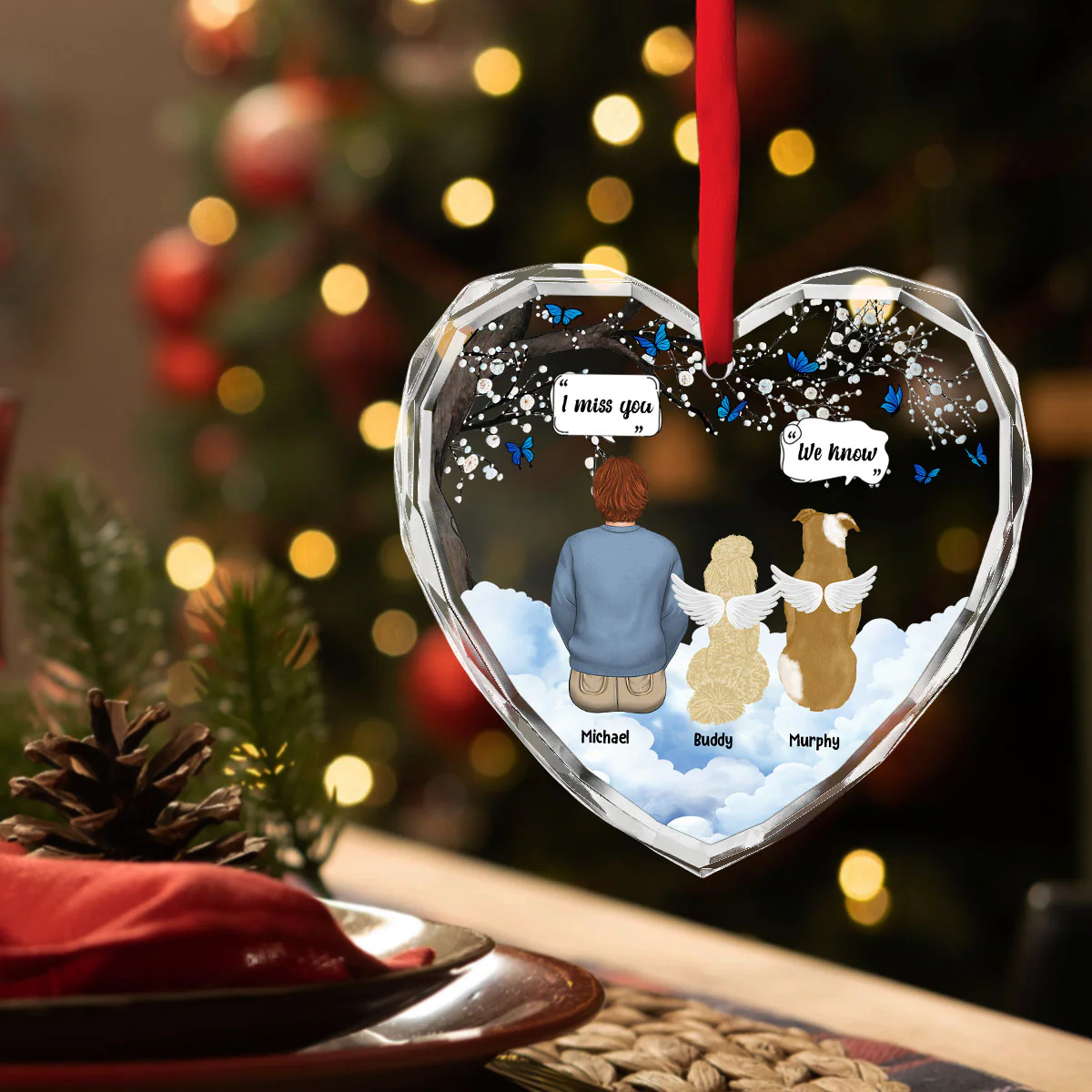 I Know You Miss Me - Personalized Custom Glass Ornament - Image 2