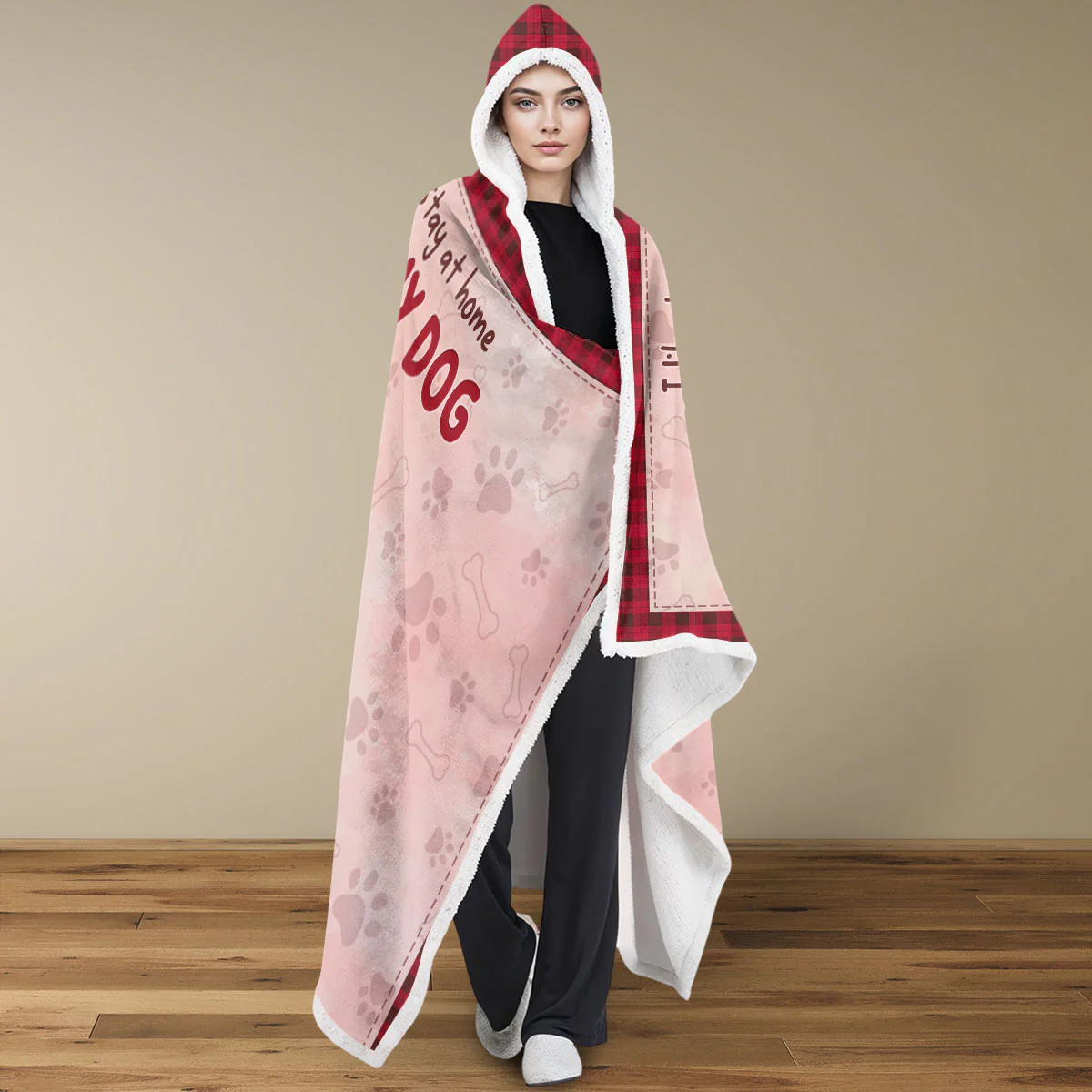 I Like To Stay At Home With My Dog - Personalized Custom Hooded Blanket - Image 2
