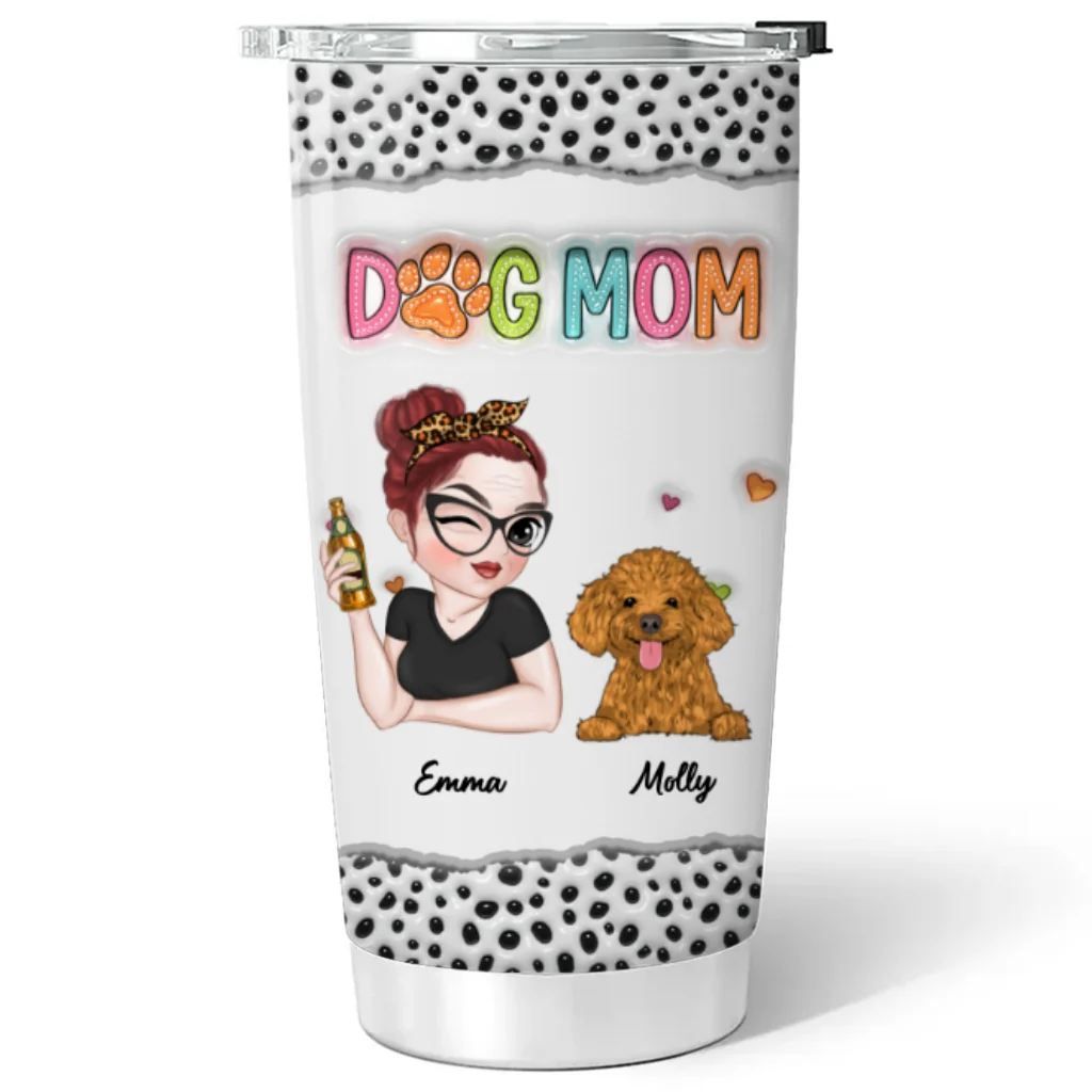 I Love Being A Dog Mom - Personalized Custom 3D Inflated Effect Tumbler - Image 5