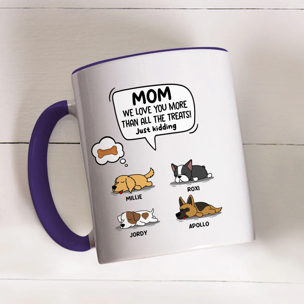 I Love Dad More Than Treats - Personalized Custom Accent Mug - Image 4