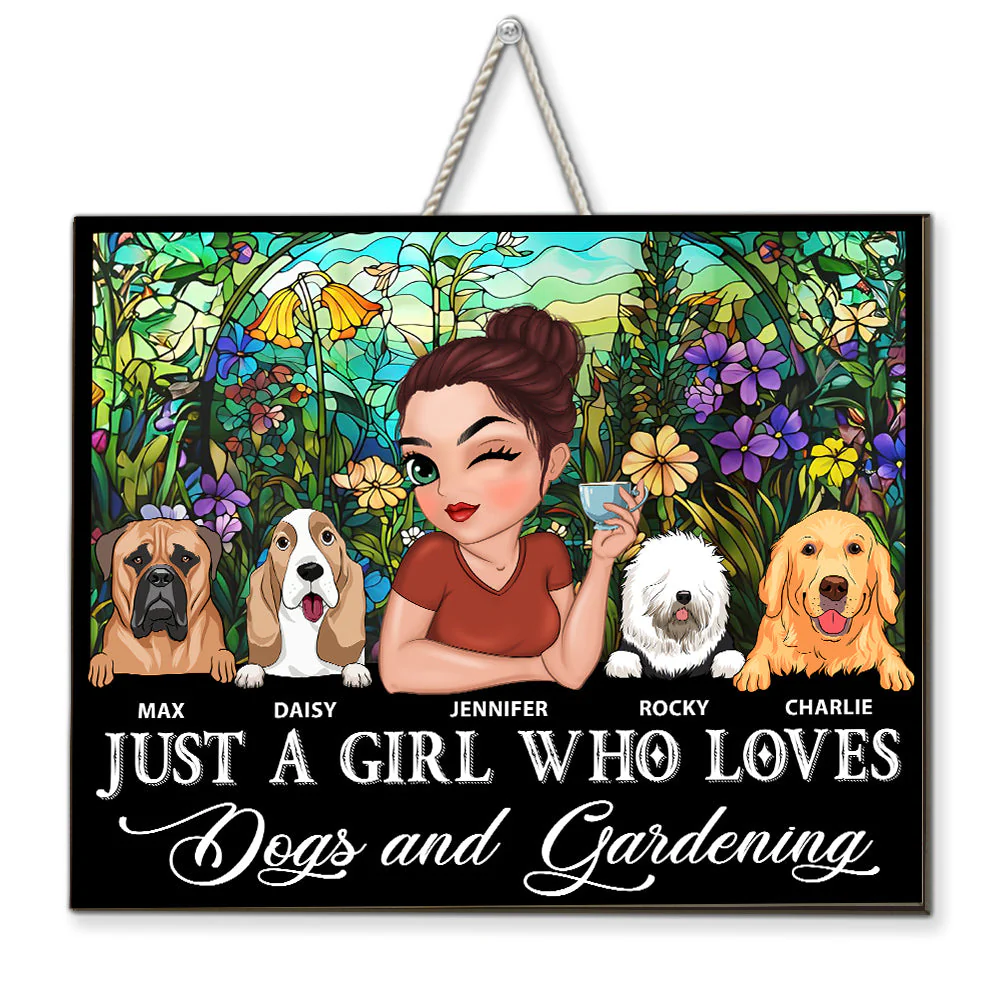 I Love Dogs And Gardening - Personalized Custom Wood Sign - Image 5