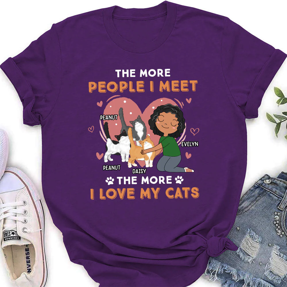 I Love My Cat - Personalized Custom Women's T-shirt - Image 3