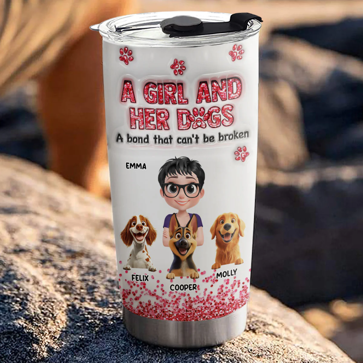 I Love My Dog Forever - Personalized Custom 3D Inflated Effect Tumbler - Image 3