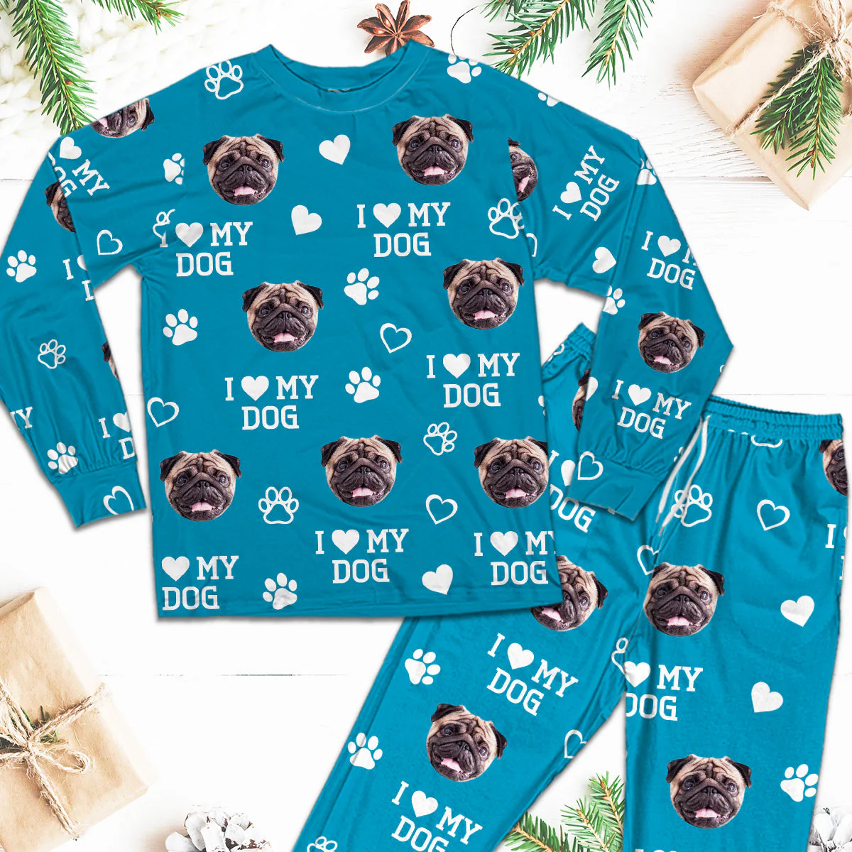I Love My Dog - Personalized Custom Pajama Set - Image 2