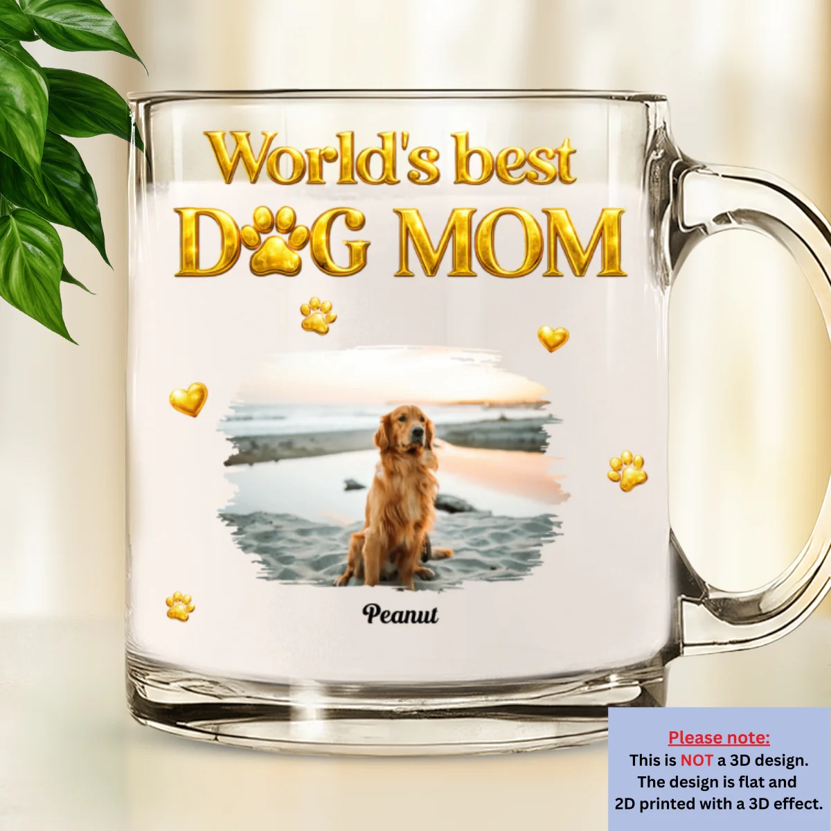 I Love My Dog Photo - Personalized Custom 3D Effect Glass Mug - Image 2