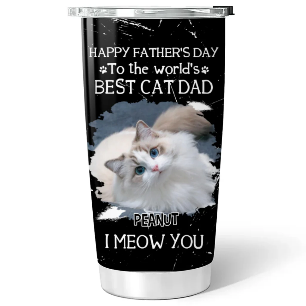 I Meow You The Best Cat Dad Photo - Personalized Custom Tumbler - Image 2