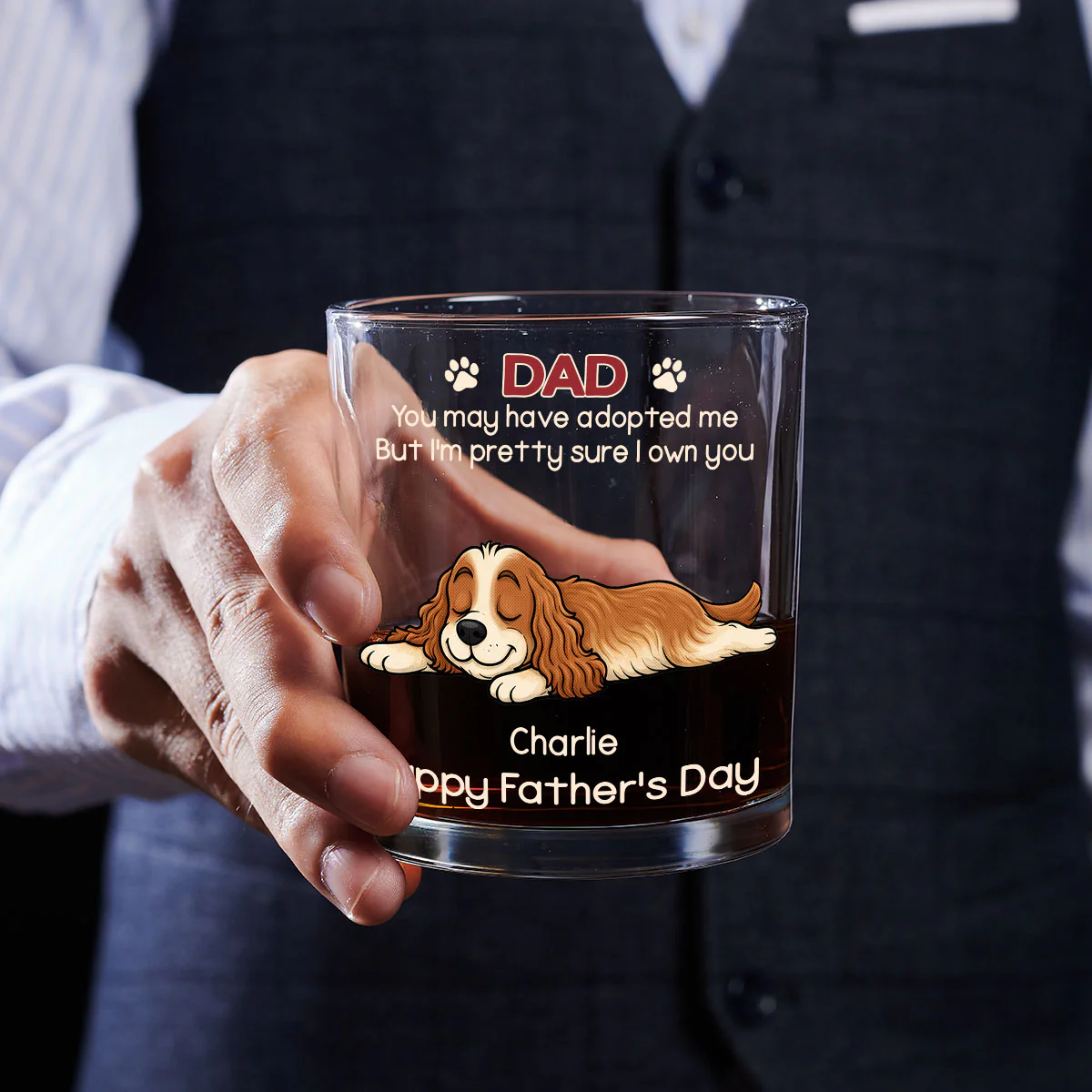 I Own You For Sure Retro Ver - Personalized Custom Whiskey Glass - Image 2