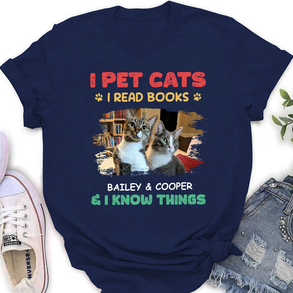 I Pet Cats - Personalized Custom Women's T-shirt - Image 5