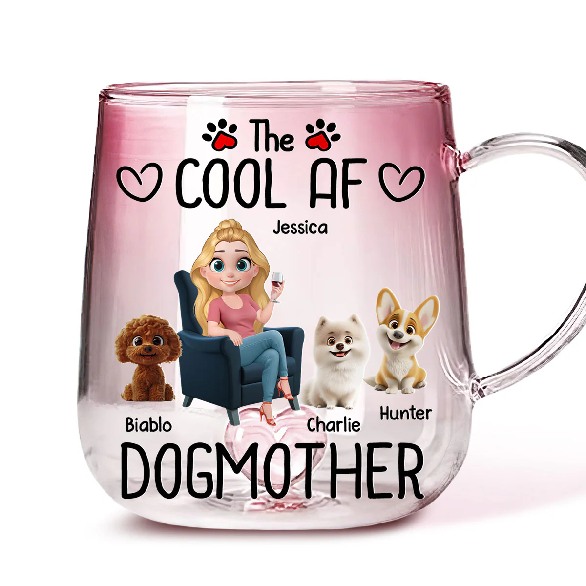 I Sure Am - Personalized Custom Pink Gradient Glass Mug - Image 4