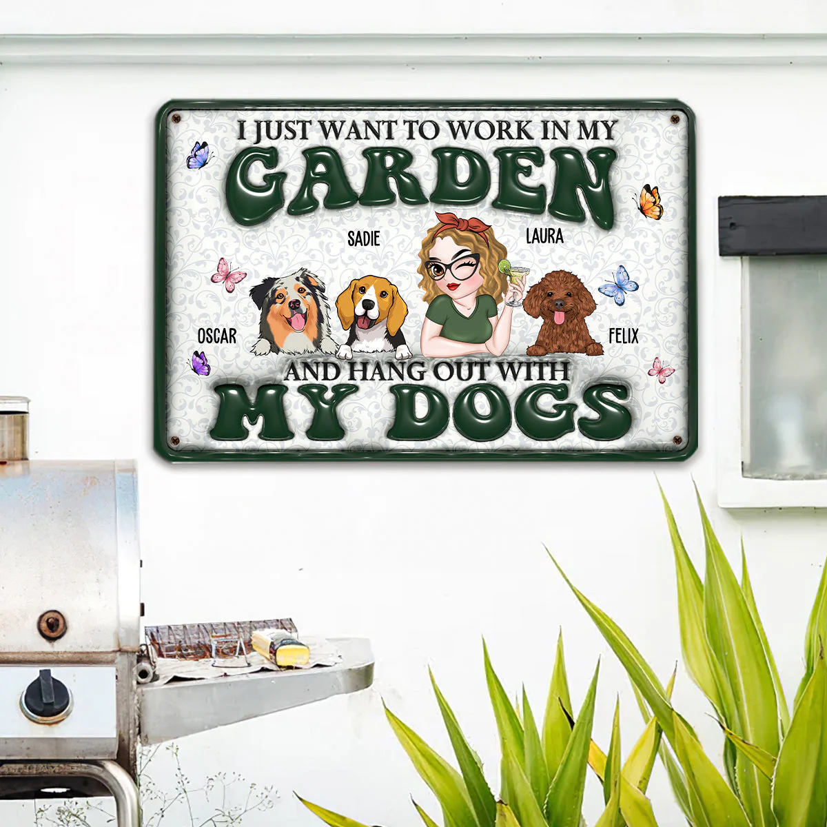 I Want To Work In My Garden Gardening With Dog - Personalized Custom 3D Inflated Effect Metal Sign - Image 4