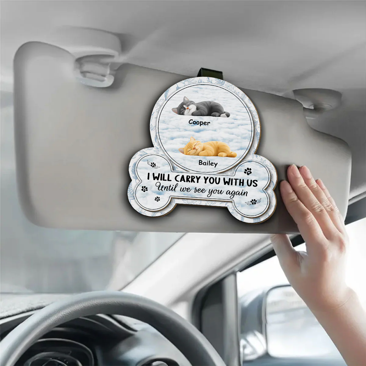 I Will Carry My Cat With Me - Personalized Custom Car Visor Clip - Image 3