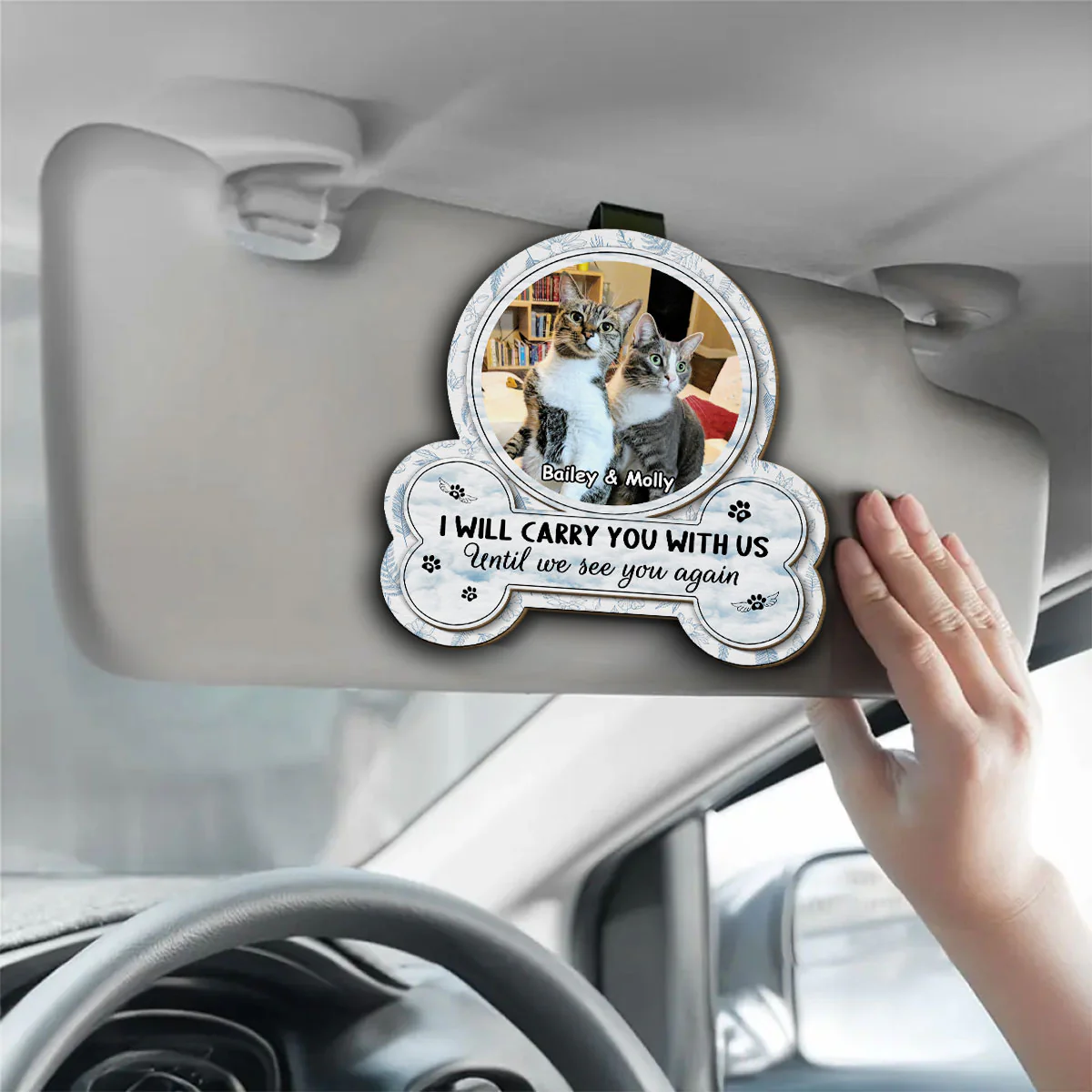 I Will Carry My Cat With Me Photo - Personalized Custom Car Visor Clip - Image 2