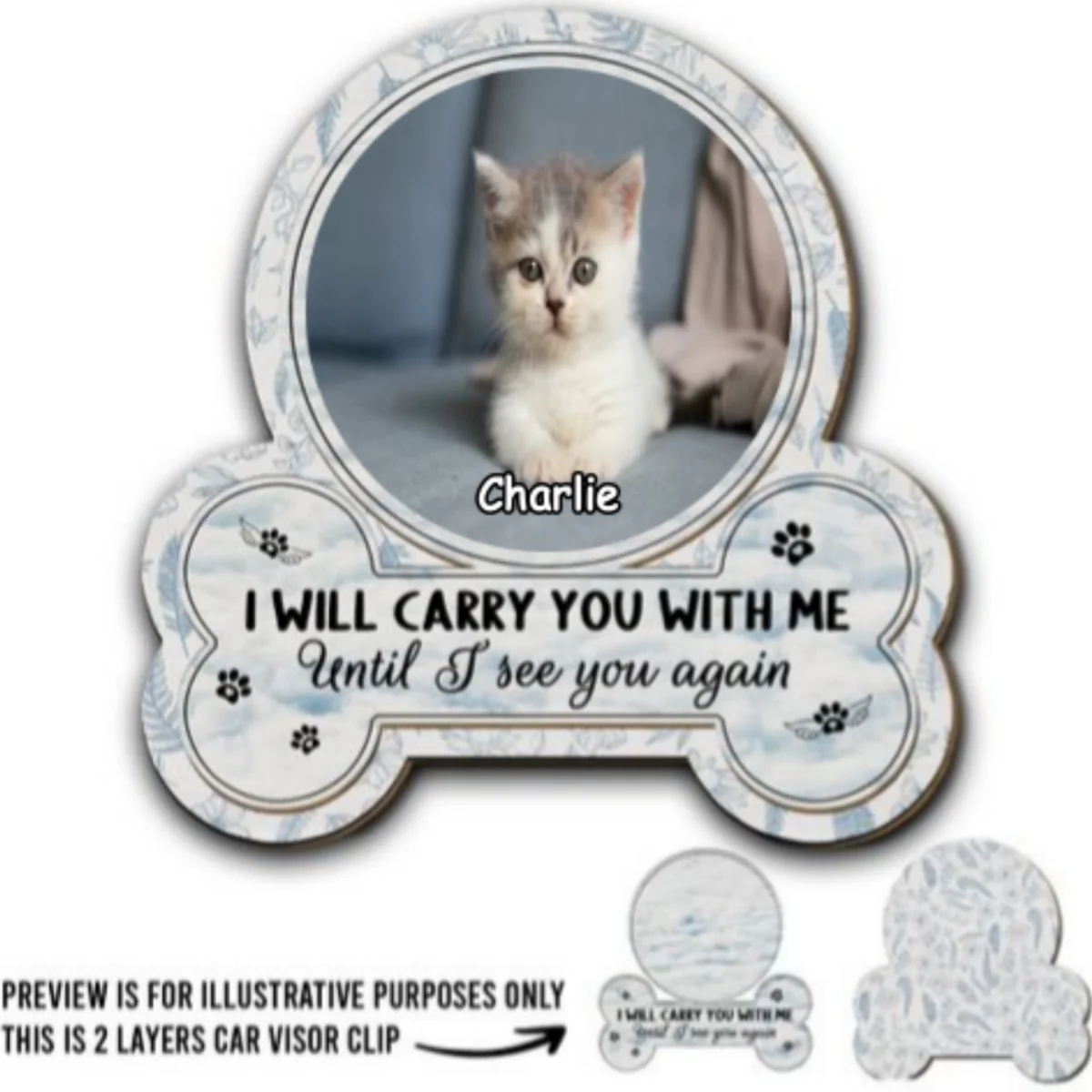 I Will Carry My Cat With Me Photo - Personalized Custom Car Visor Clip - Image 3