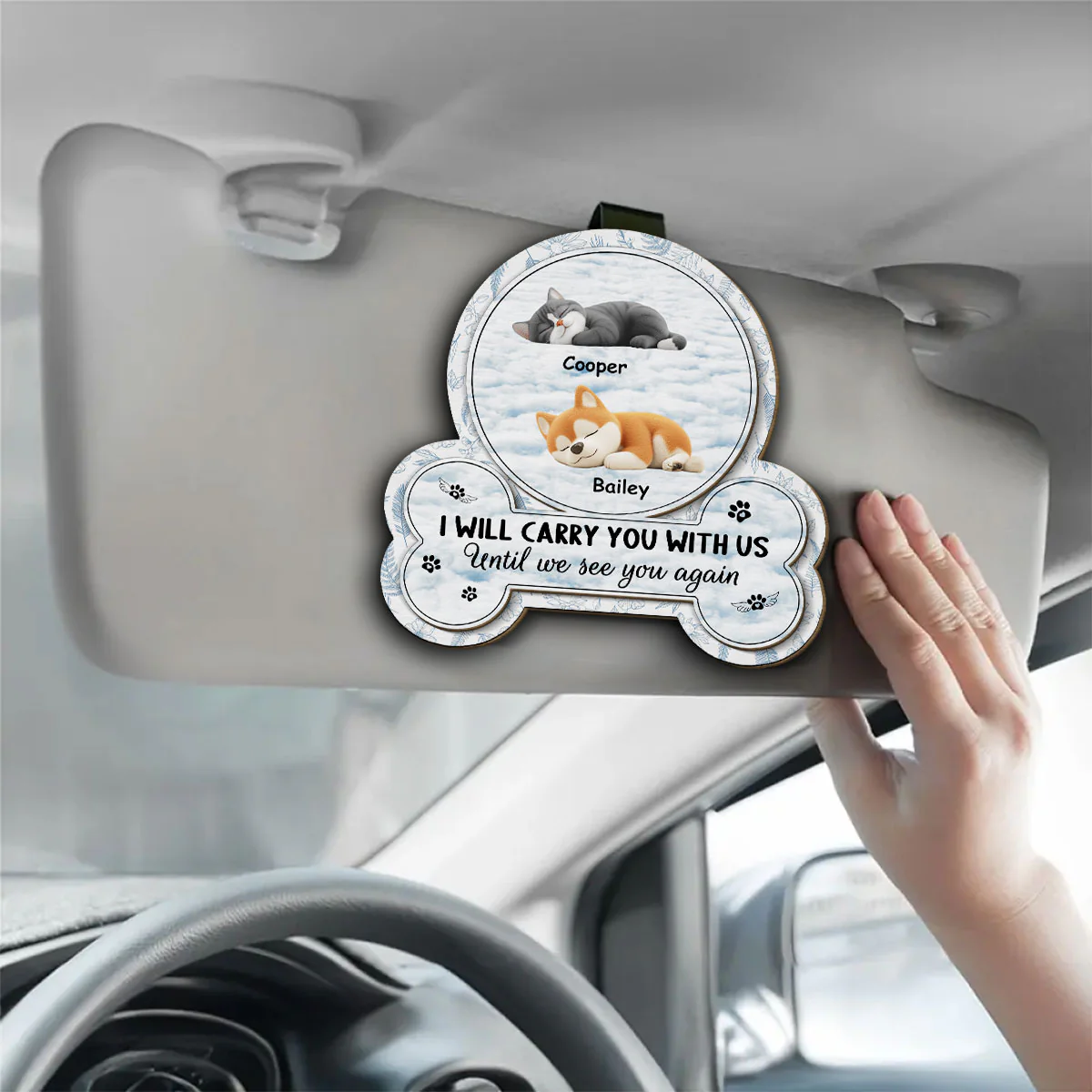 I Will Carry My Pet With Me - Personalized Custom Car Visor Clip - Image 2
