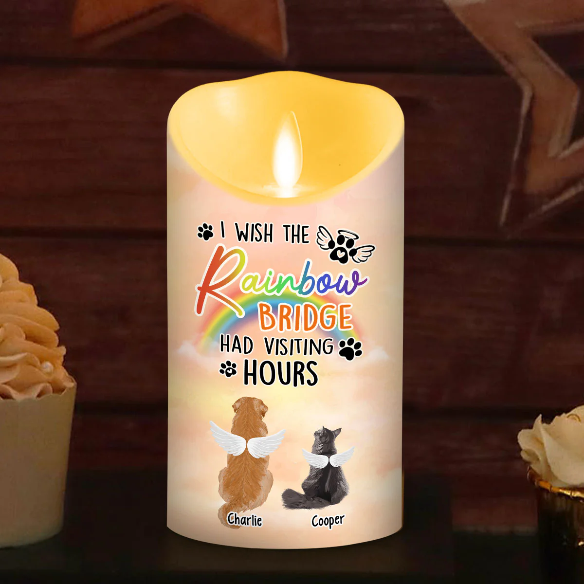 I Wish The Rainbow Bridge Had Visiting Hours - Personalized Custom LED Candle