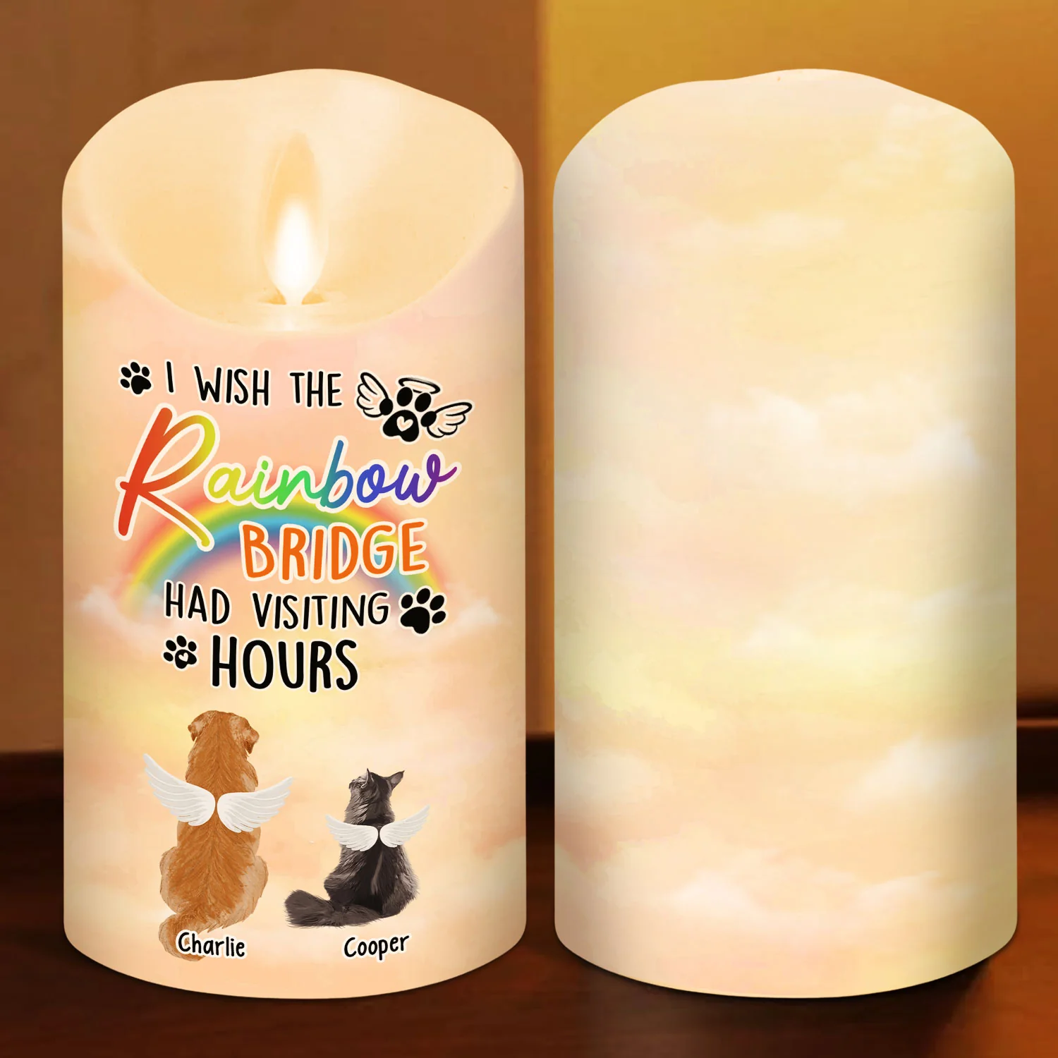 I Wish The Rainbow Bridge Had Visiting Hours - Personalized Custom LED Candle - Image 2