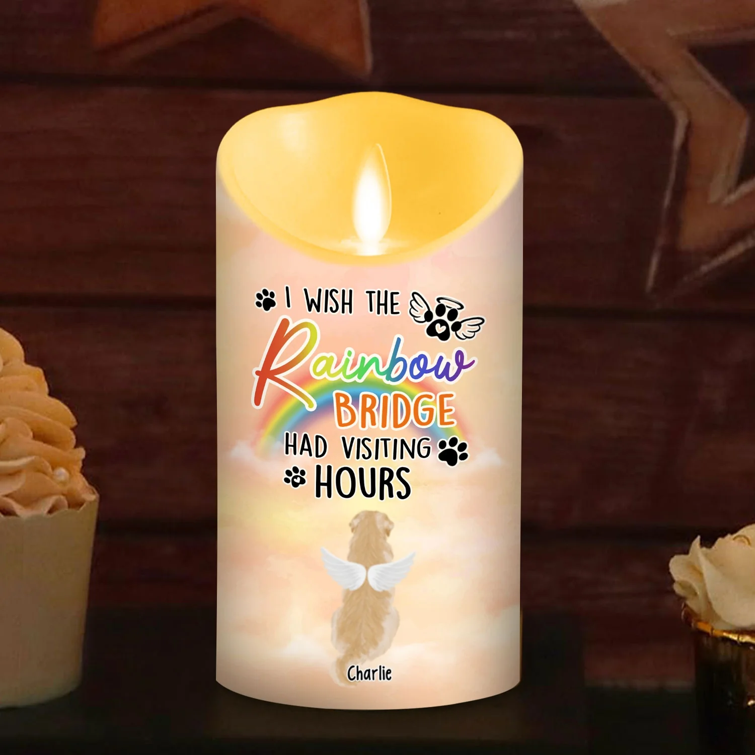 I Wish The Rainbow Bridge Had Visiting Hours - Personalized Custom LED Candle - Image 7