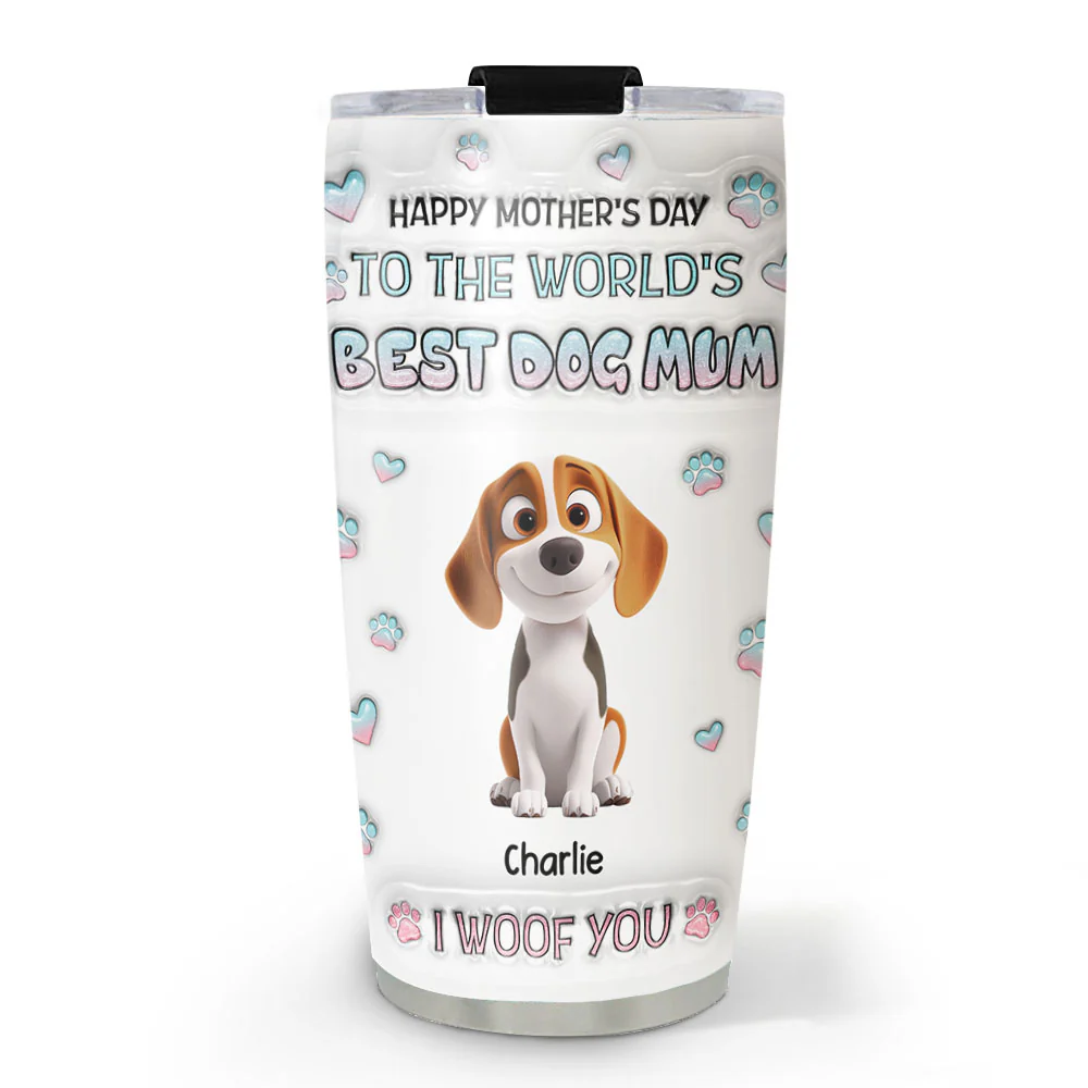 I Woof You Best Chibi Dog Mom - Personalized Custom 3D Inflated Effect Tumbler