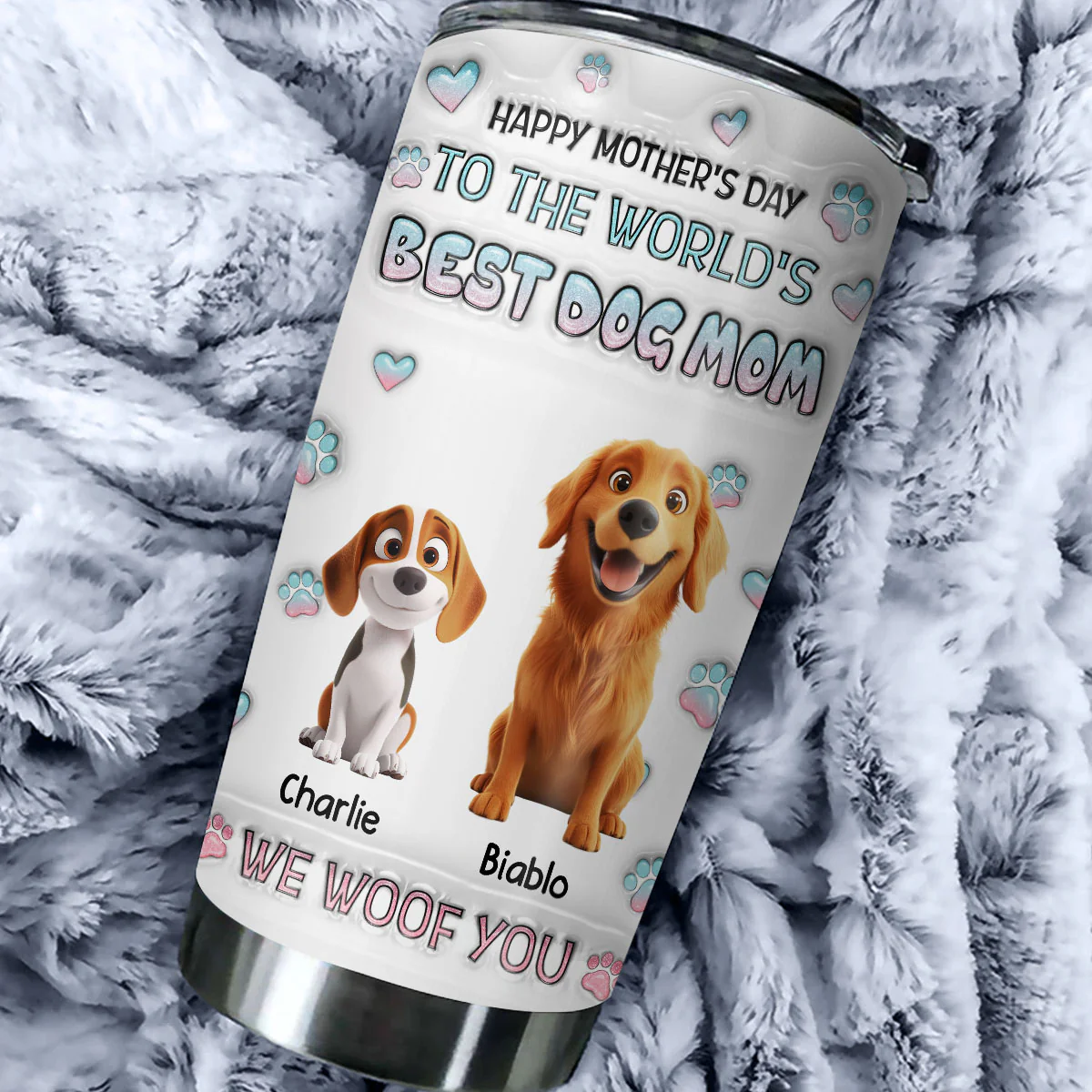 I Woof You Best Chibi Dog Mom - Personalized Custom 3D Inflated Effect Tumbler - Image 2