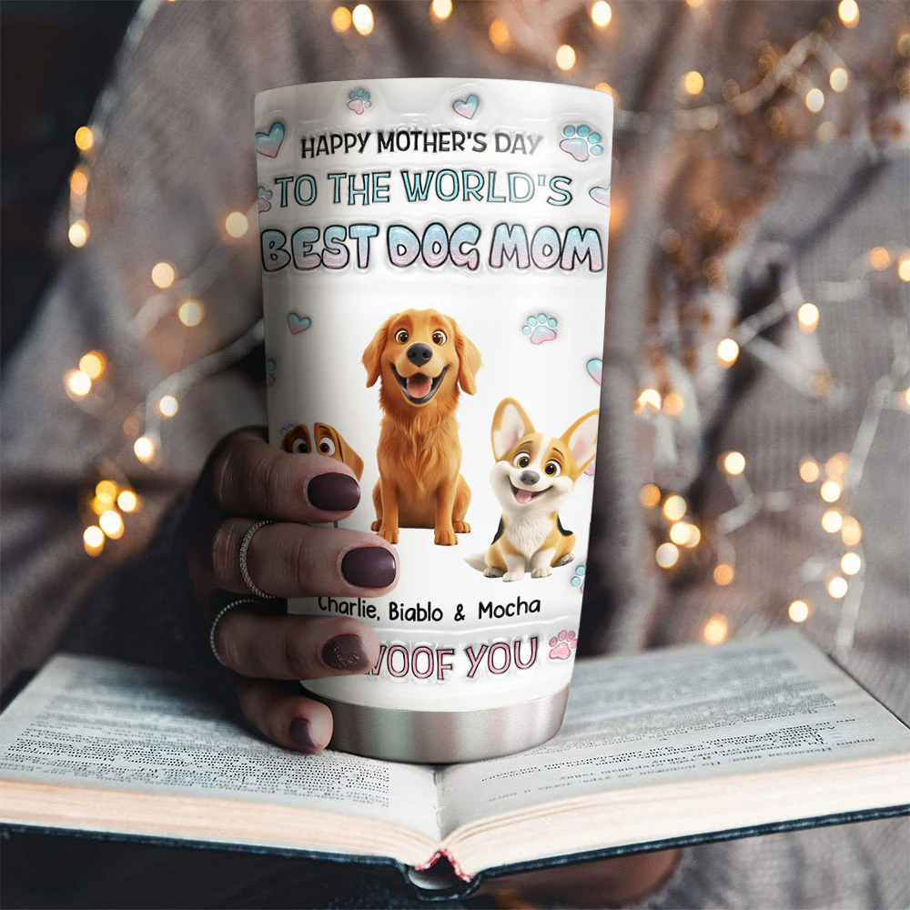 I Woof You Best Chibi Dog Mom - Personalized Custom 3D Inflated Effect Tumbler - Image 3