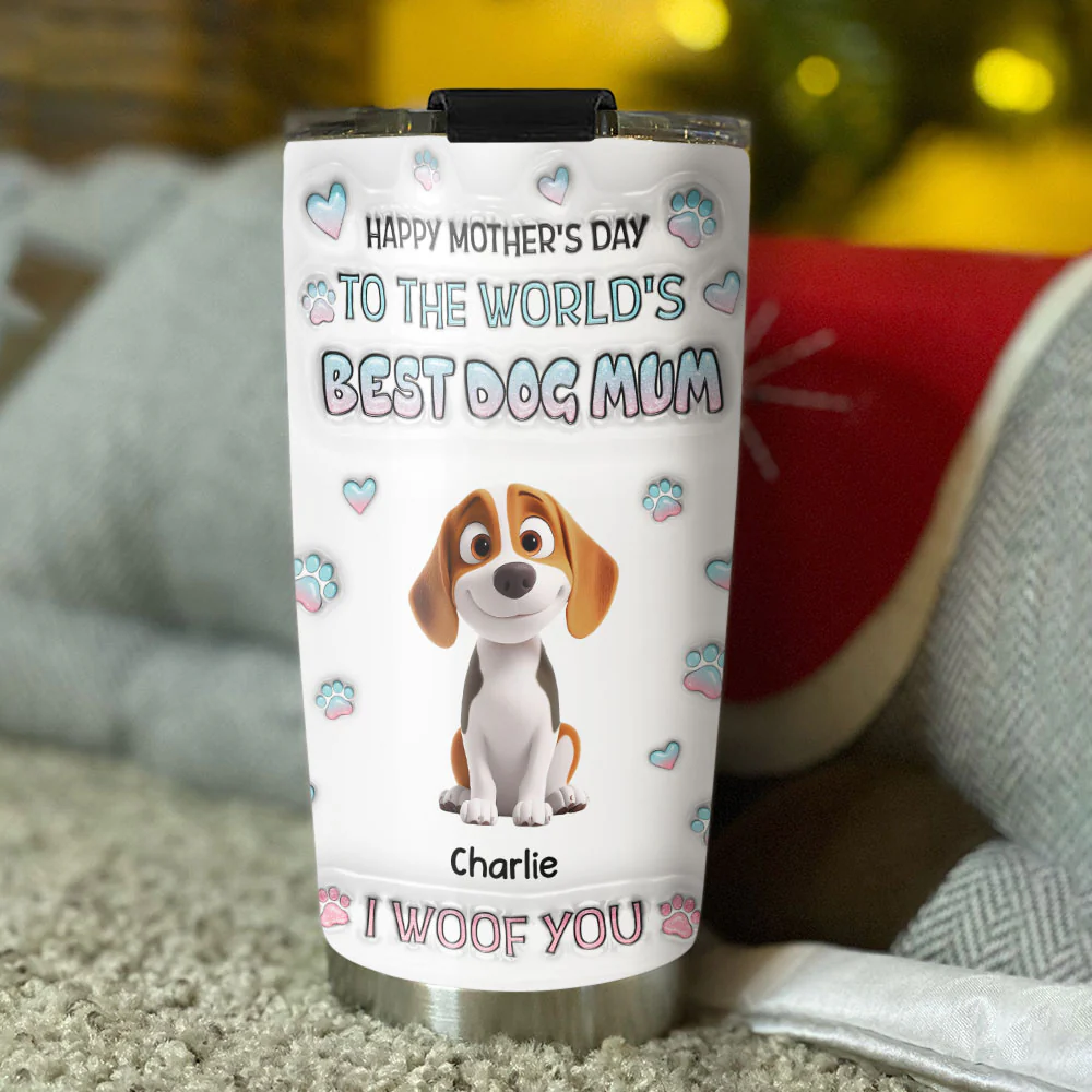 I Woof You Best Chibi Dog Mom - Personalized Custom 3D Inflated Effect Tumbler - Image 4